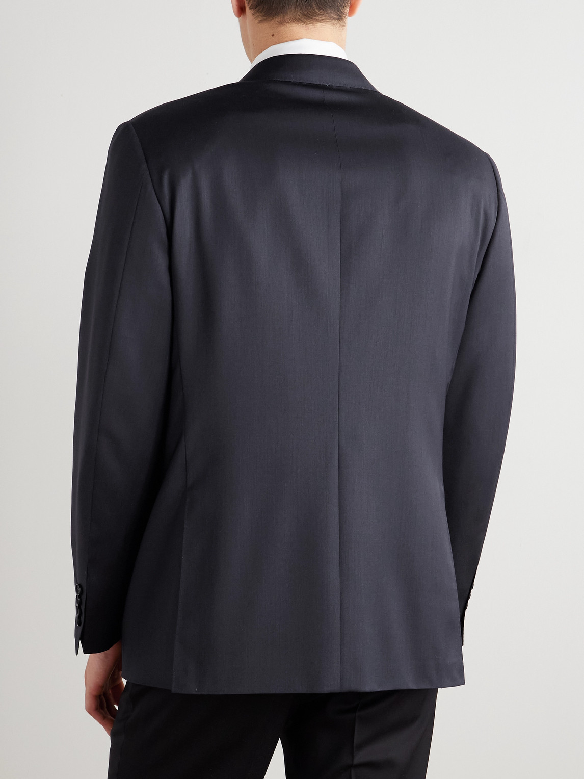 Canali Double-breasted Super 130s Wool Suit Jacket In Blue