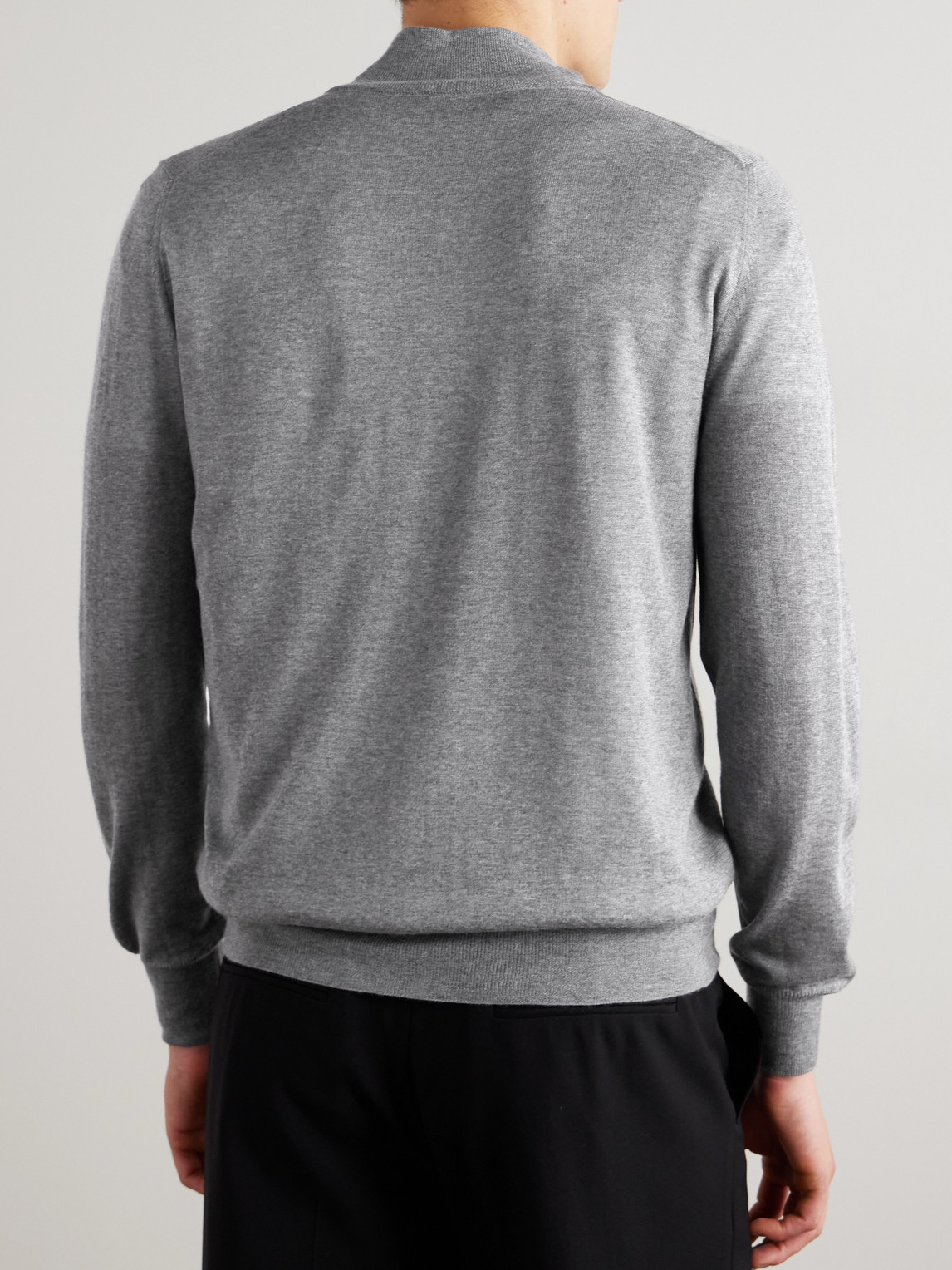 Canali Wool Zip-up Cardigan In Gray