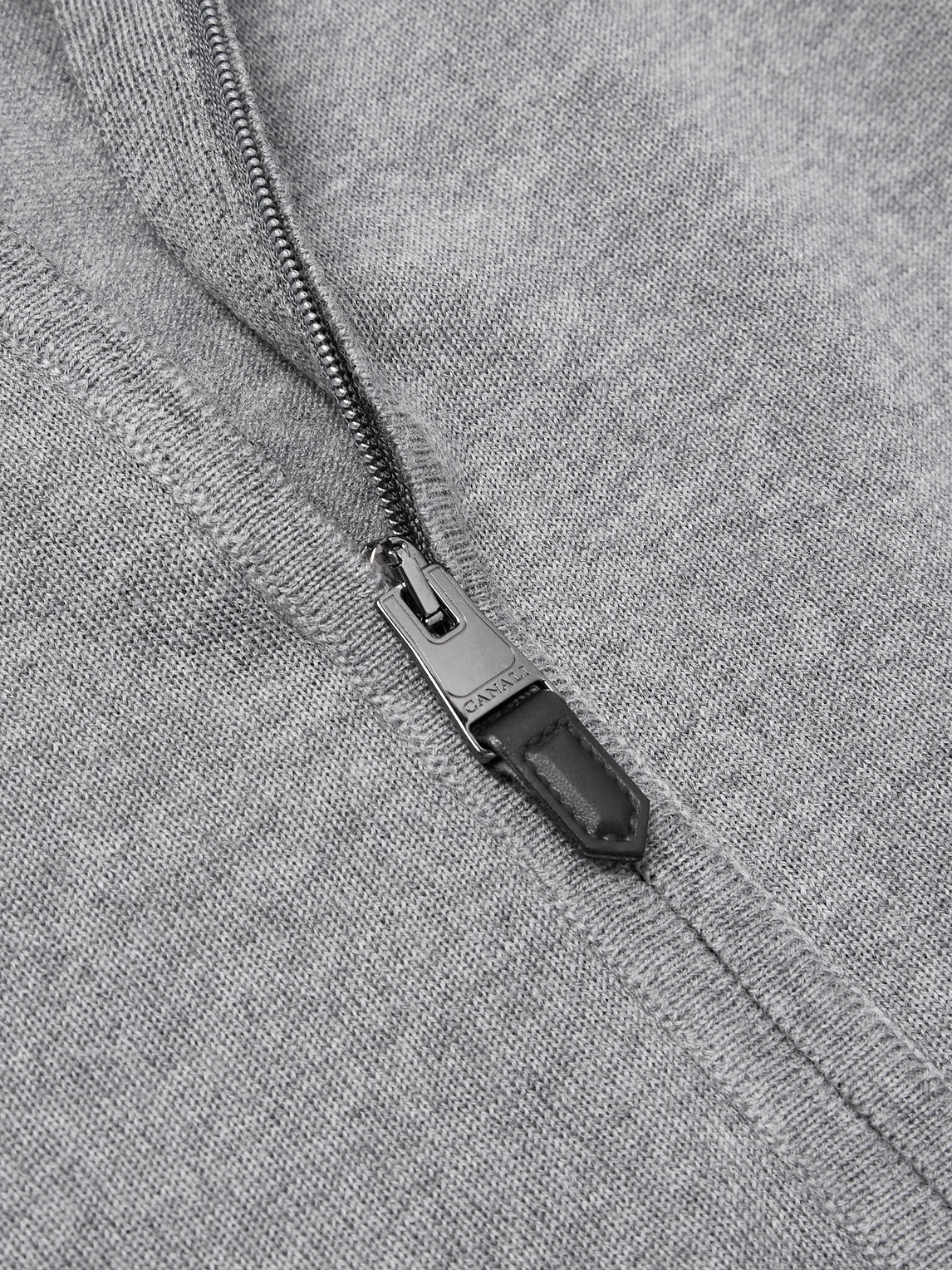 Canali Wool Zip-up Cardigan In Gray