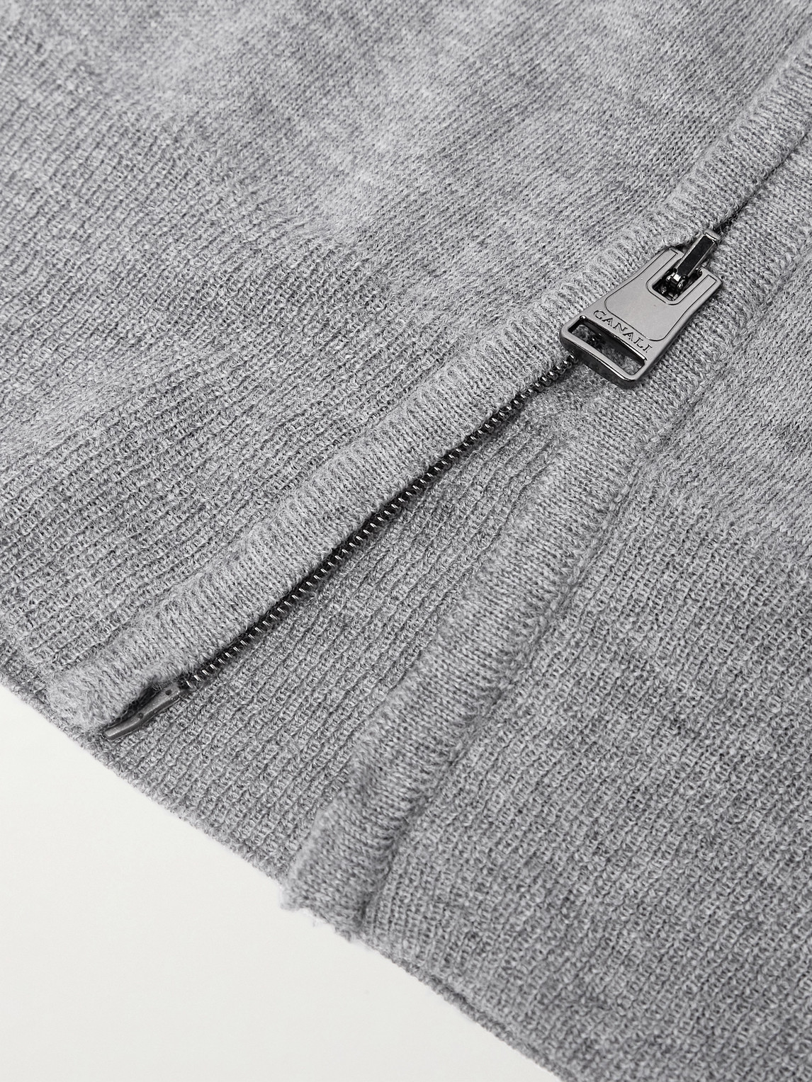 Canali Wool Zip-up Cardigan In Gray