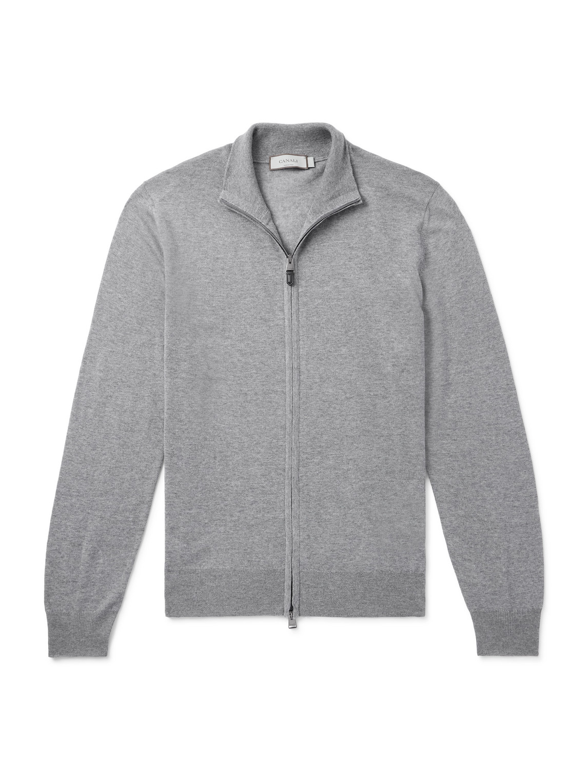 Canali Wool Zip-up Cardigan In Gray