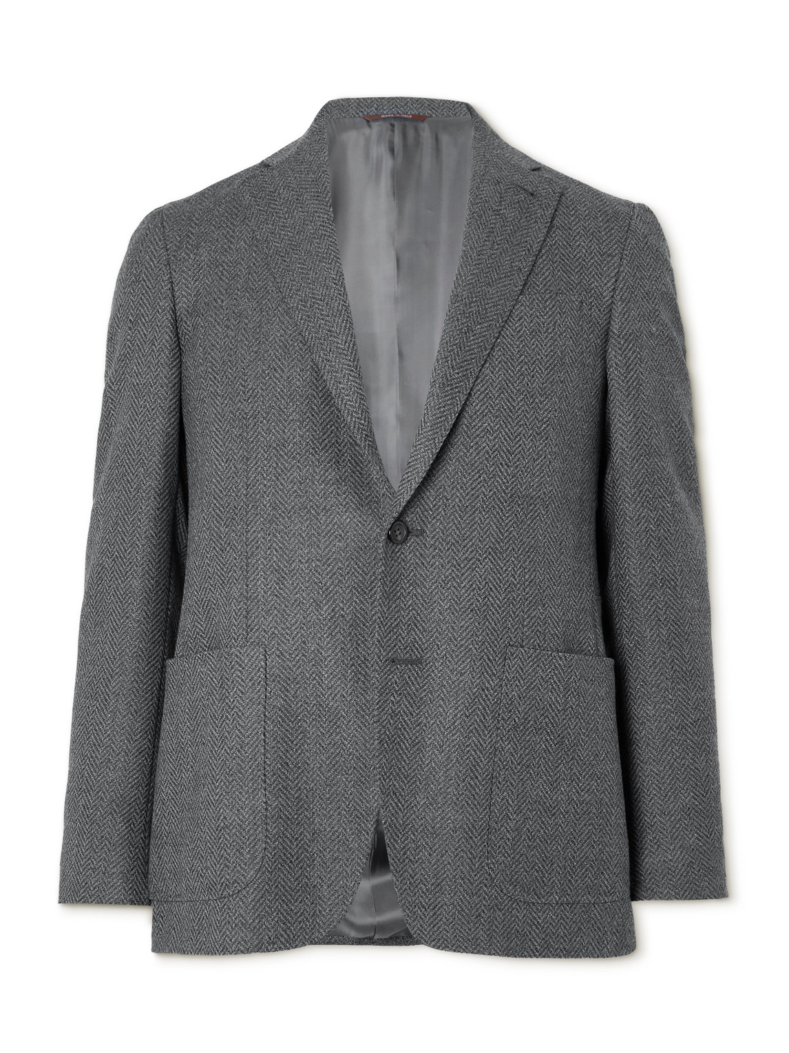 Canali Herringbone Wool Blazer In Gray