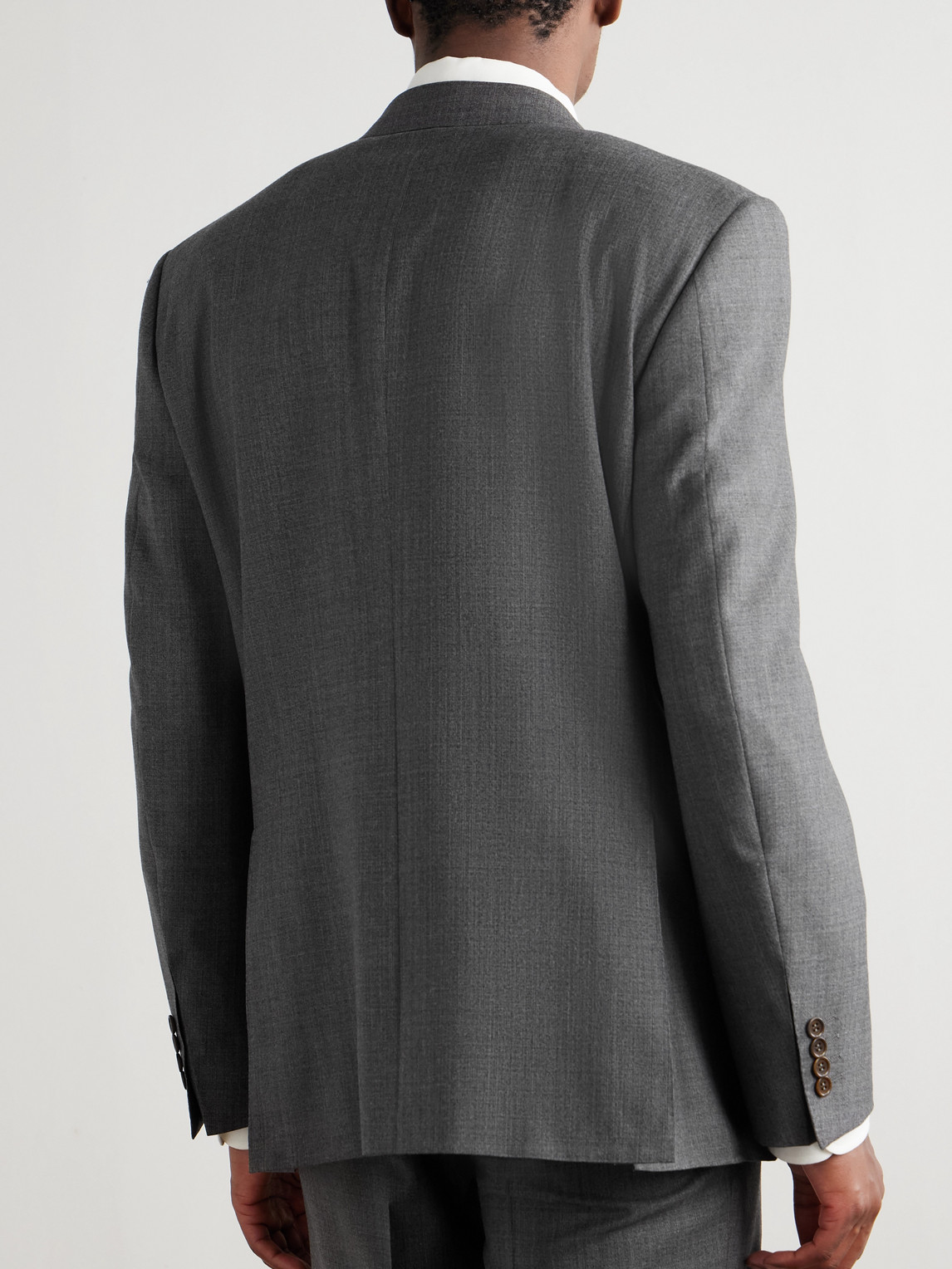 Canali Double-breasted Wool Suit Jacket In Gray