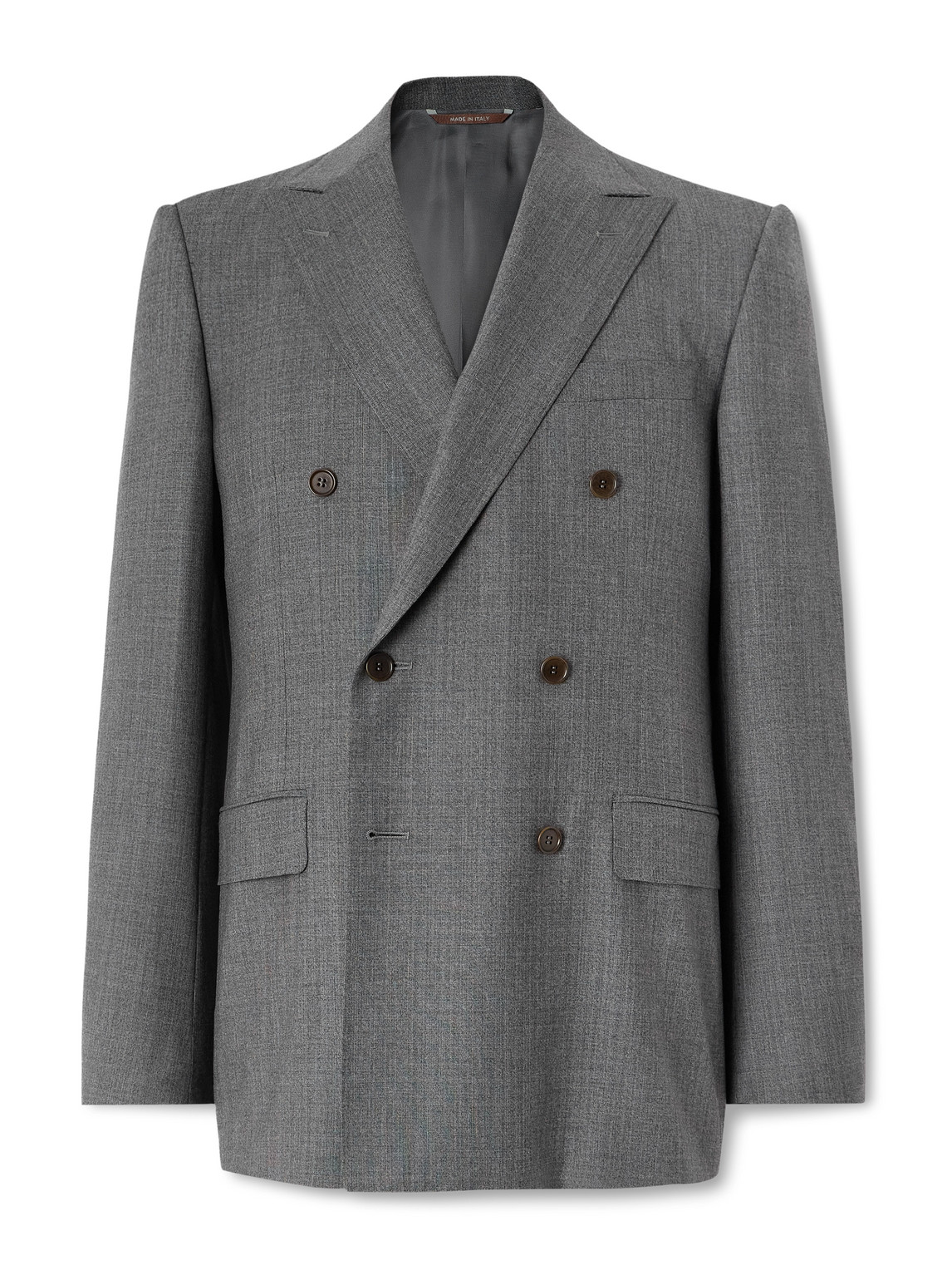 Canali Double-breasted Wool Suit Jacket In Gray