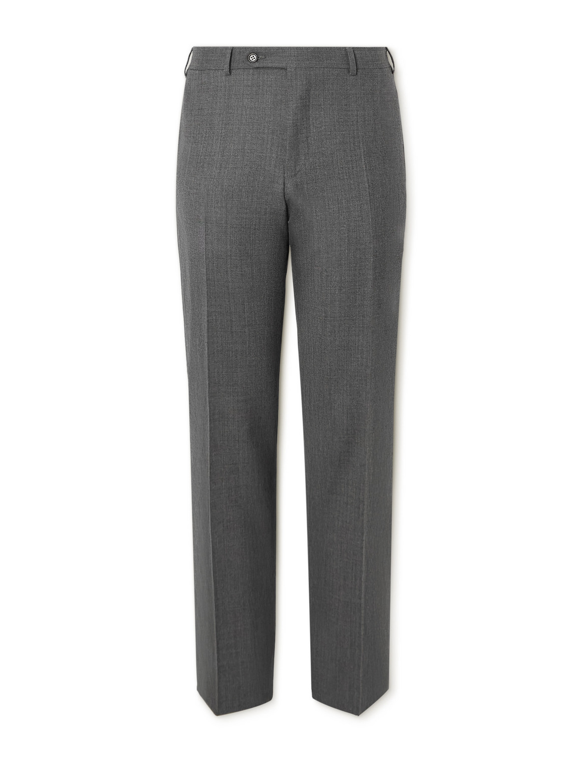 Canali Straight-leg Checked Wool-flannel Suit Trousers In Gray