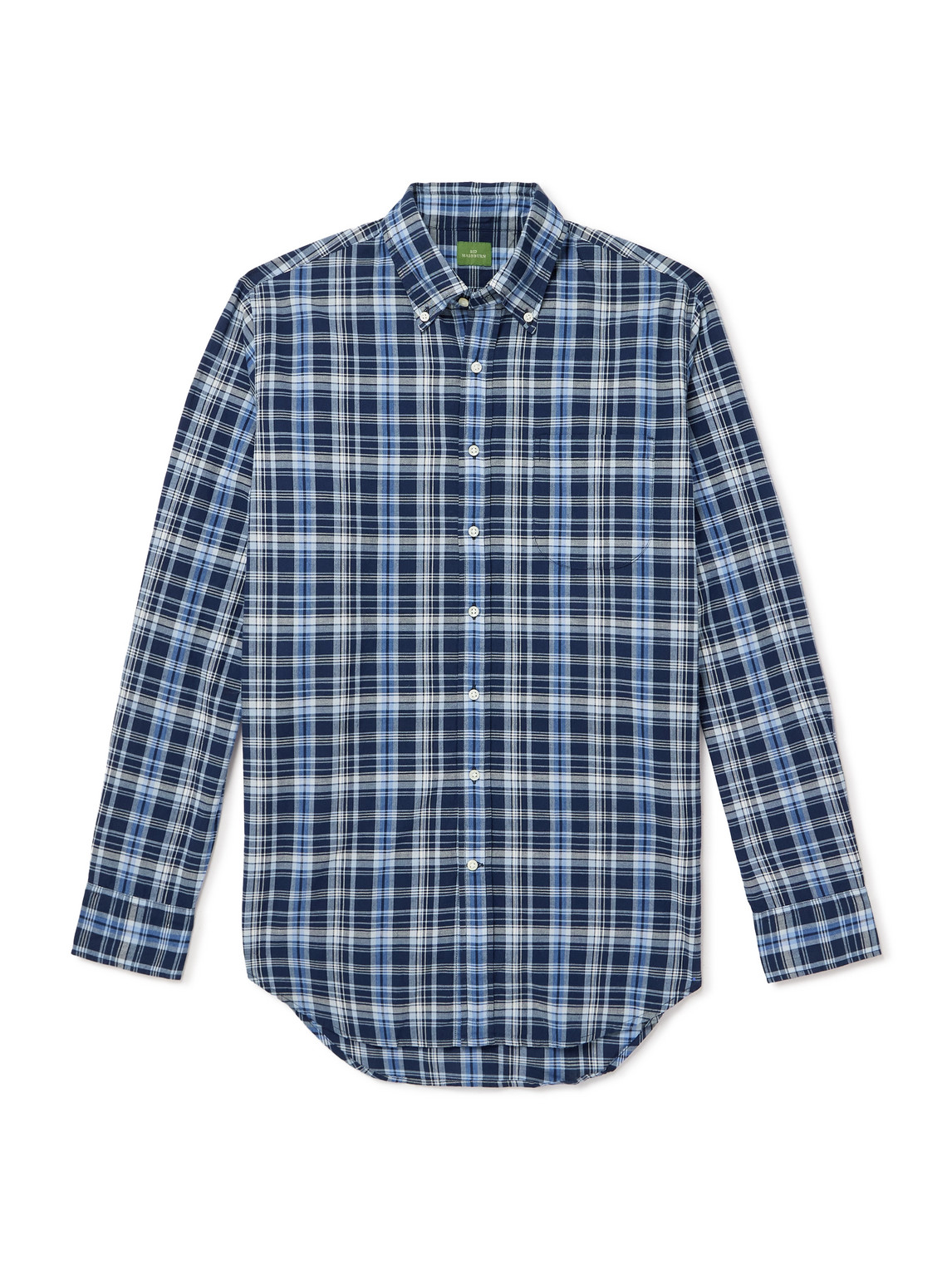 Button-Down Collar Checked Cotton-Madras Shirt