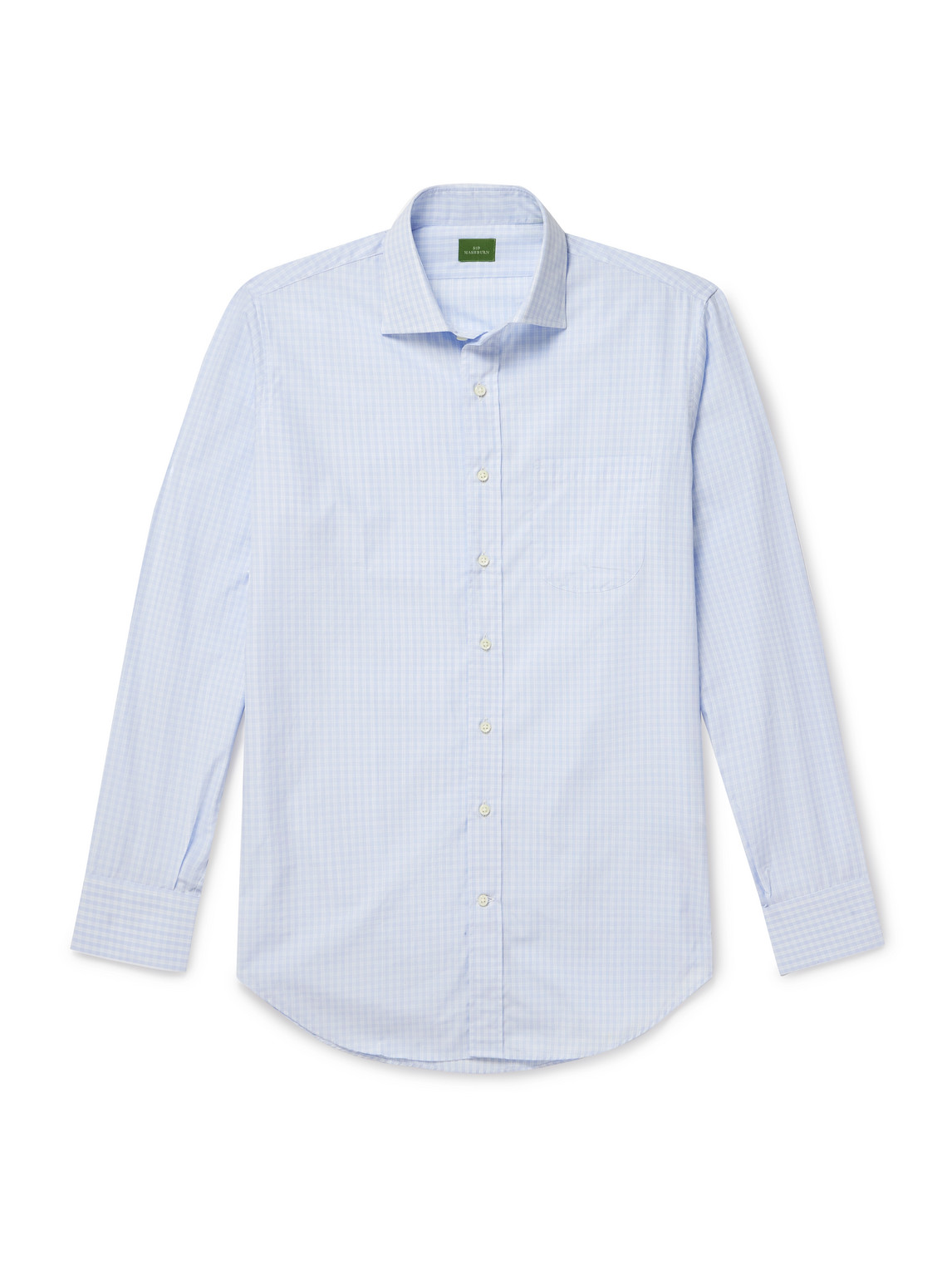 Spread-Collar Checked Cotton-Poplin Shirt