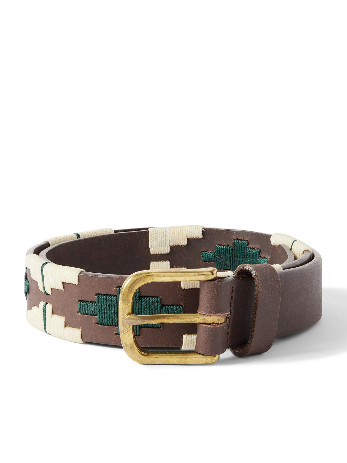 Sid Mashburn 3cm Embroidered Leather Belt In Brown