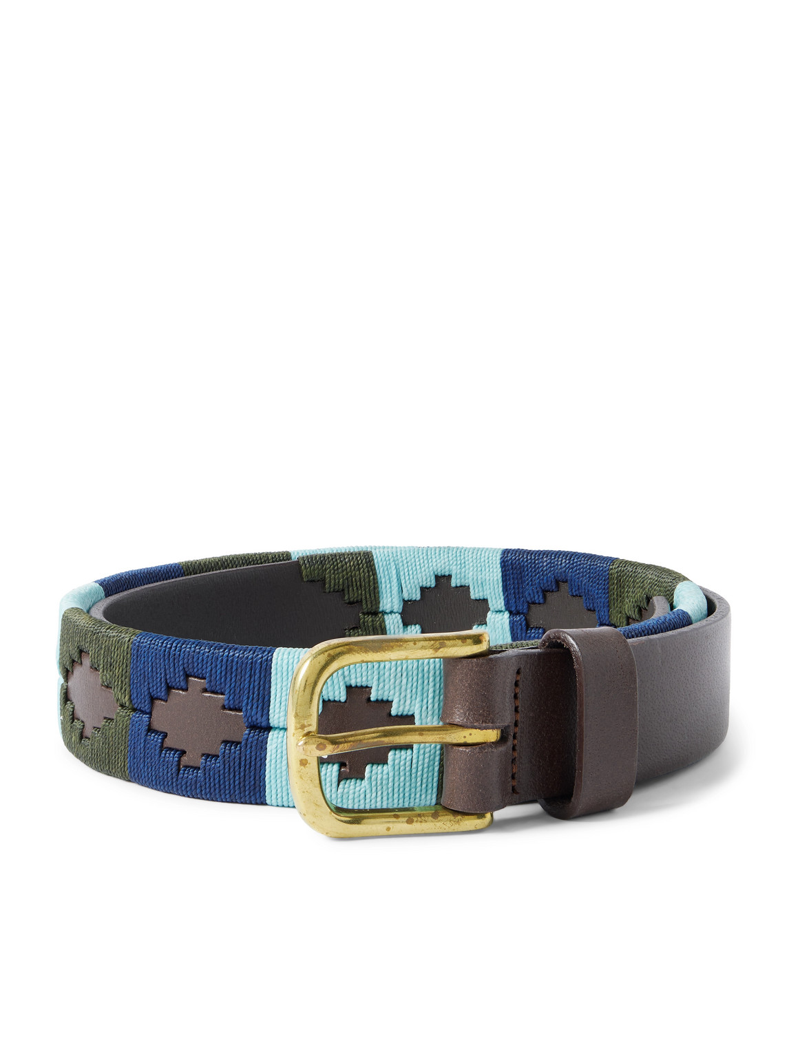 Sid Mashburn 3cm Embroidered Leather Belt In Blue