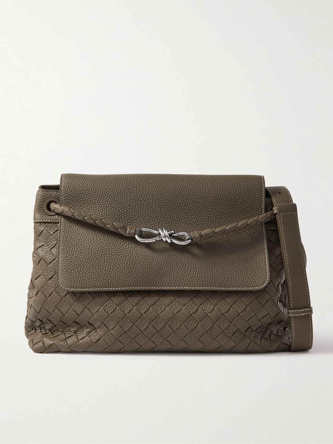 Bottega Veneta Andiamo Medium Intrecciato Full-Grain Leather Messenger Bag - Men