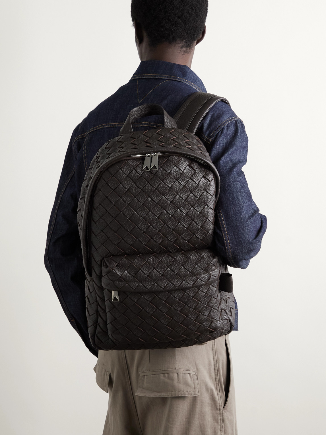 Intrecciato Full-Grain Leather Backpack — 2