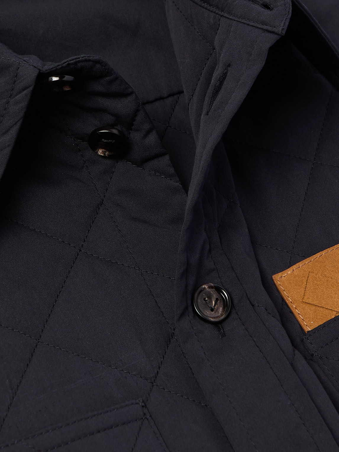 Intrecciato Suede-Trimmed Quilted Cotton-Blend Overshirt