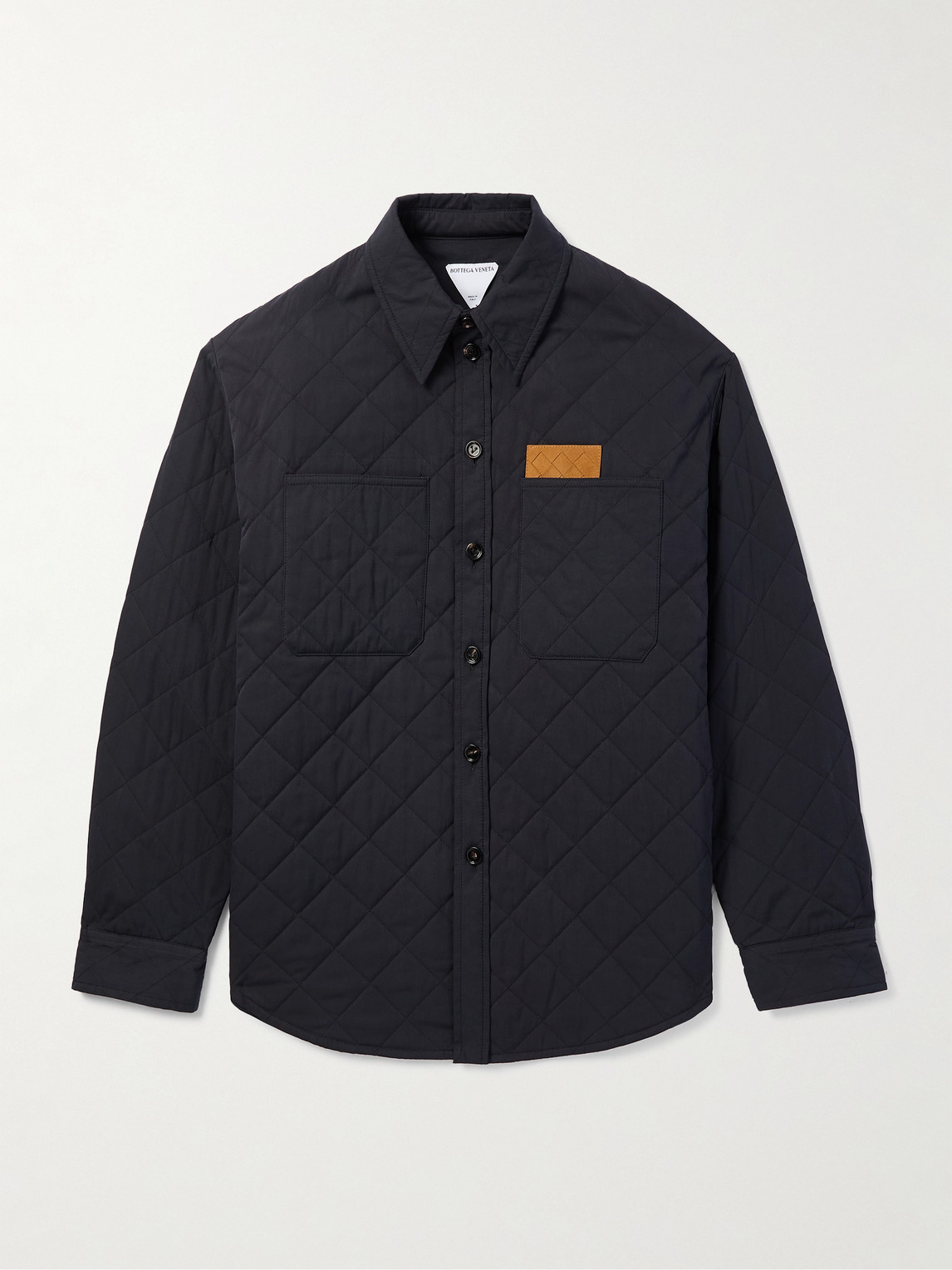 Intrecciato Suede-Trimmed Quilted Cotton-Blend Overshirt
