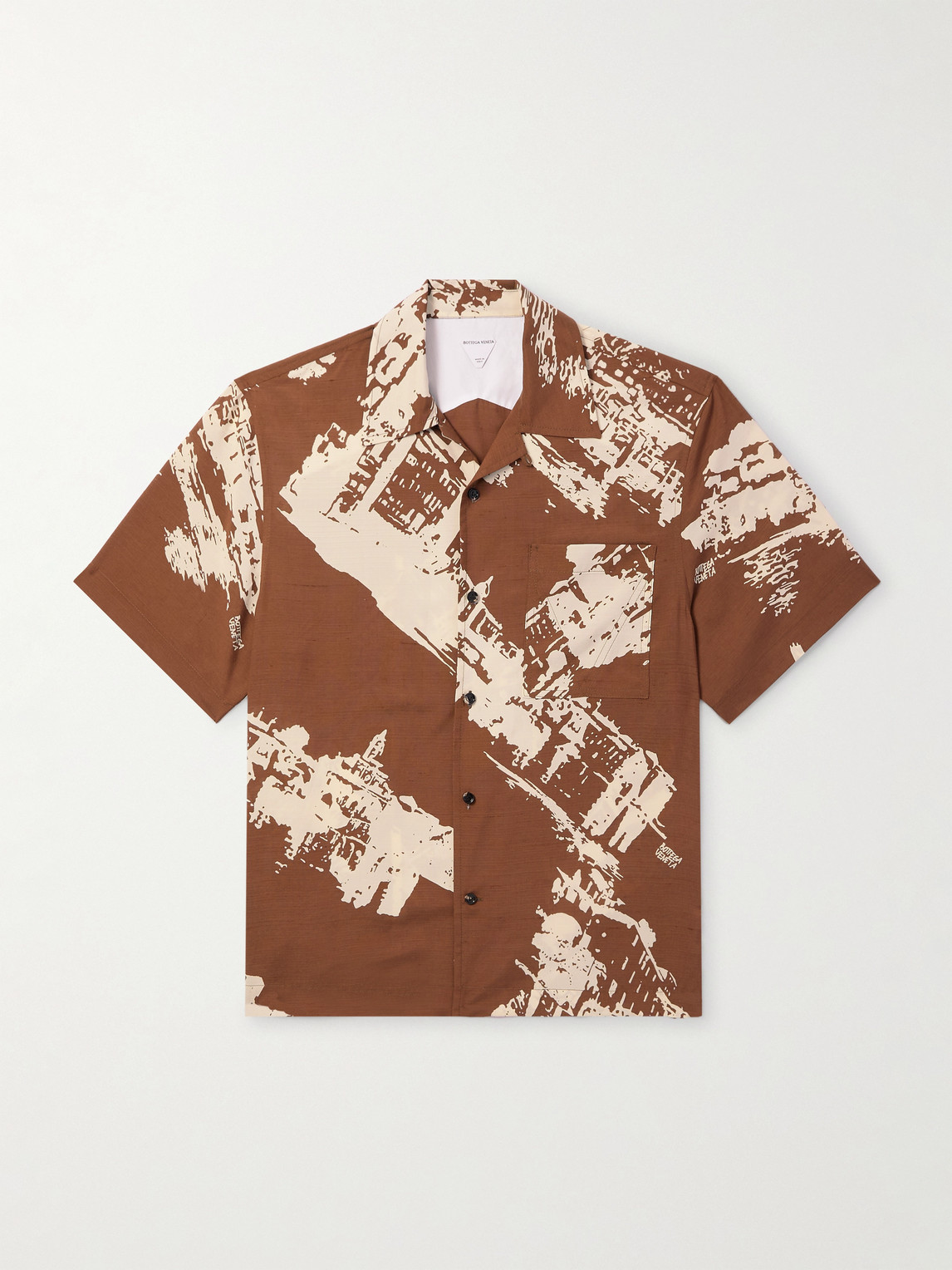 Bottega Veneta Convertible-Collar Printed Silk and Cotton-Blend Shantung Shirt - Men