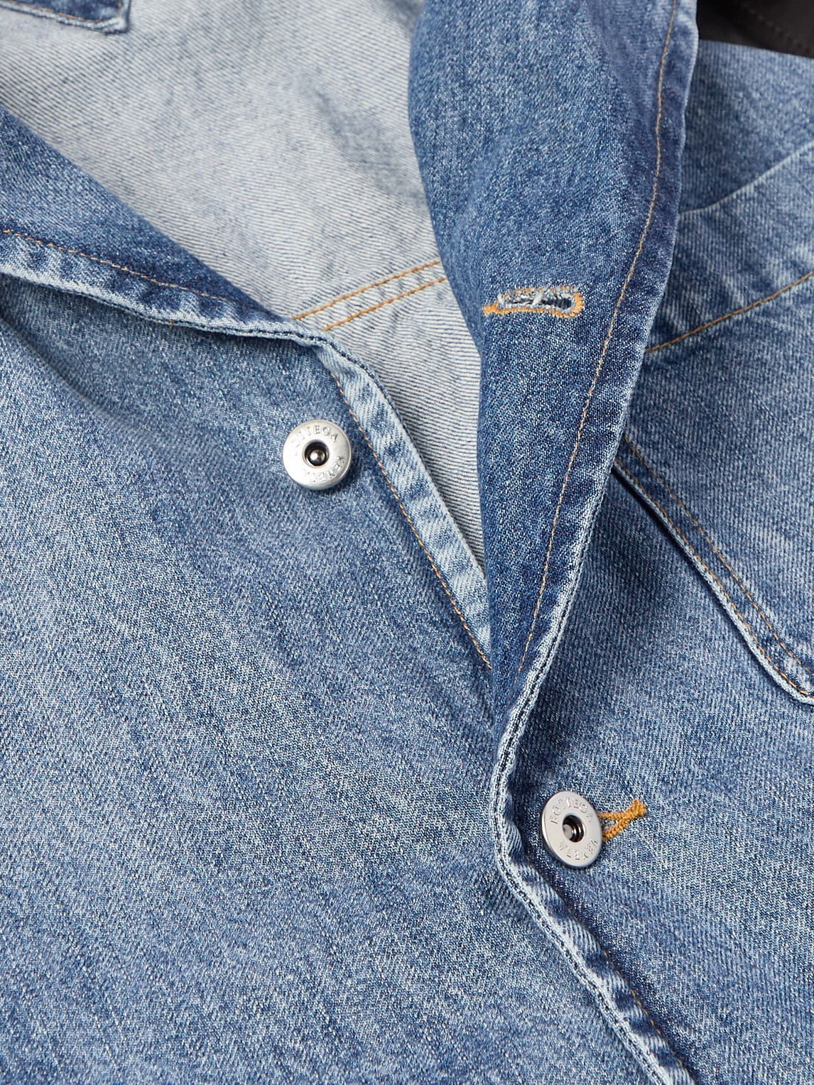 Intrecciato Leather-Panelled Denim Jacket