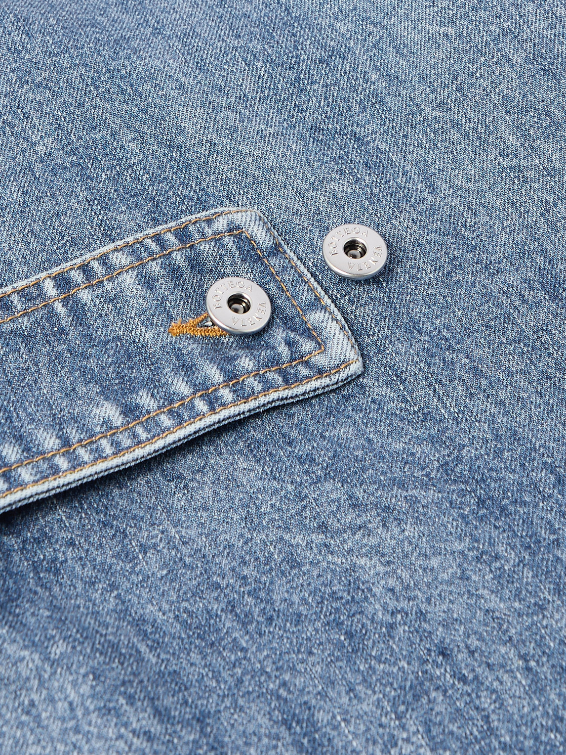 Intrecciato Leather-Panelled Denim Jacket