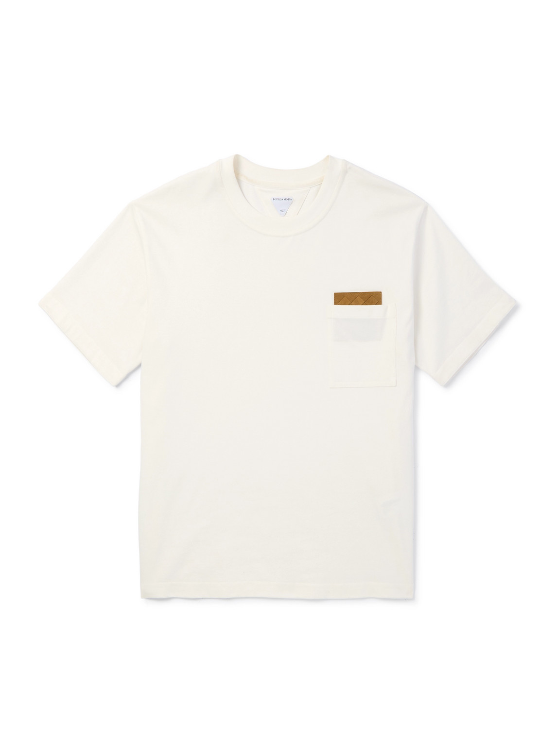 Bottega Veneta Pima Cotton T-shirt With Suede Patch In White