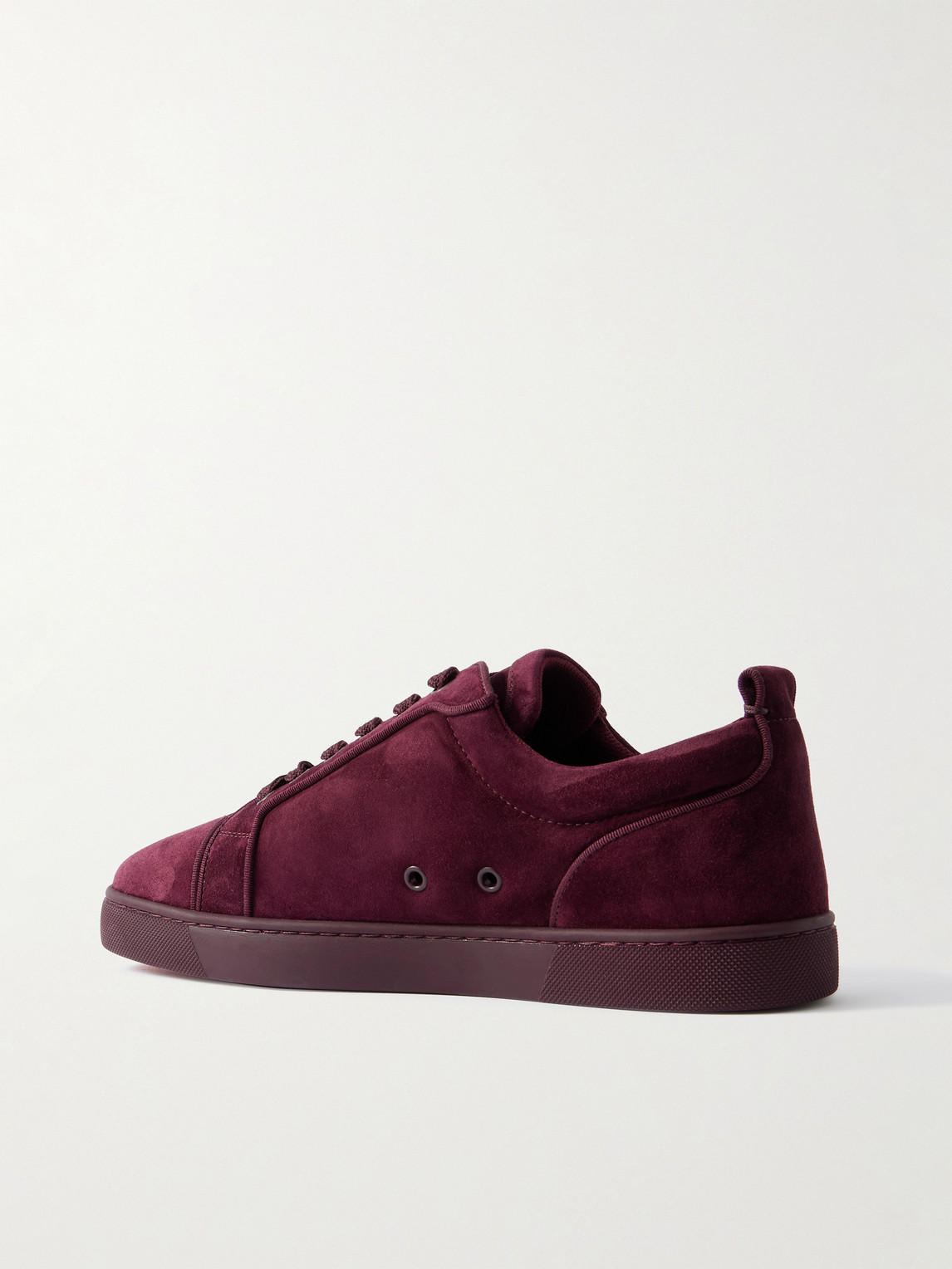 Christian Louboutin Louis Junior Grosgrain-trimmed Suede Sneakers In Burgundy