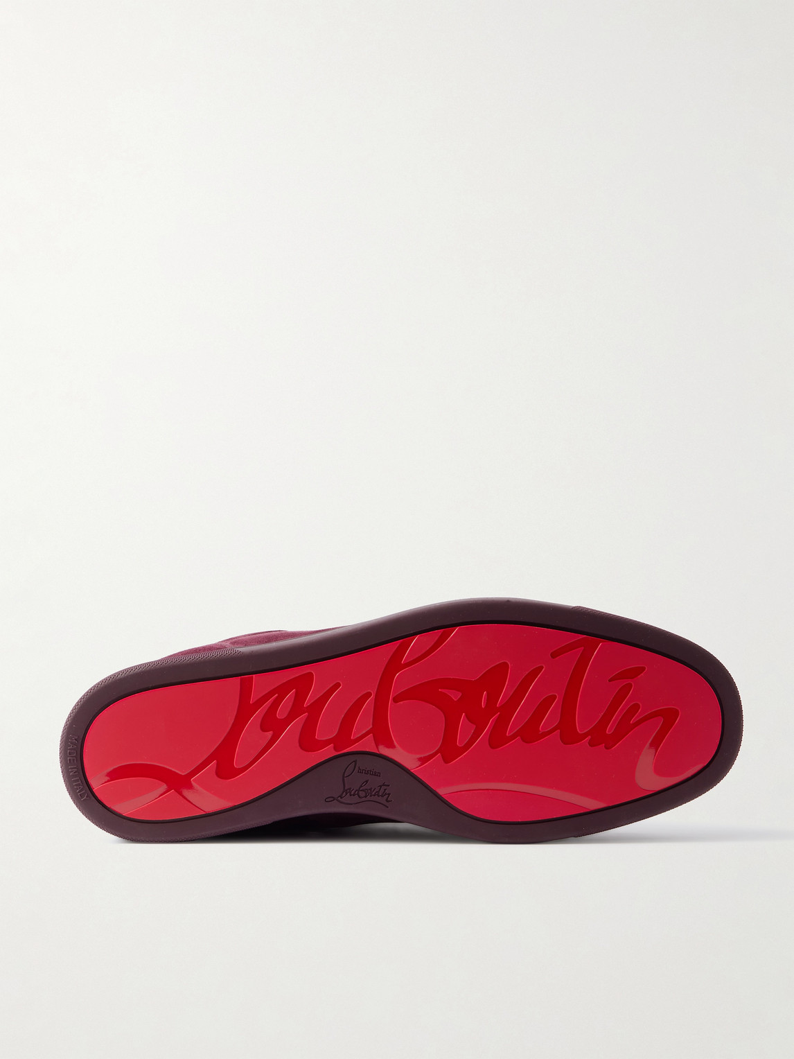 Christian Louboutin Louis Junior Grosgrain-trimmed Suede Sneakers In Burgundy