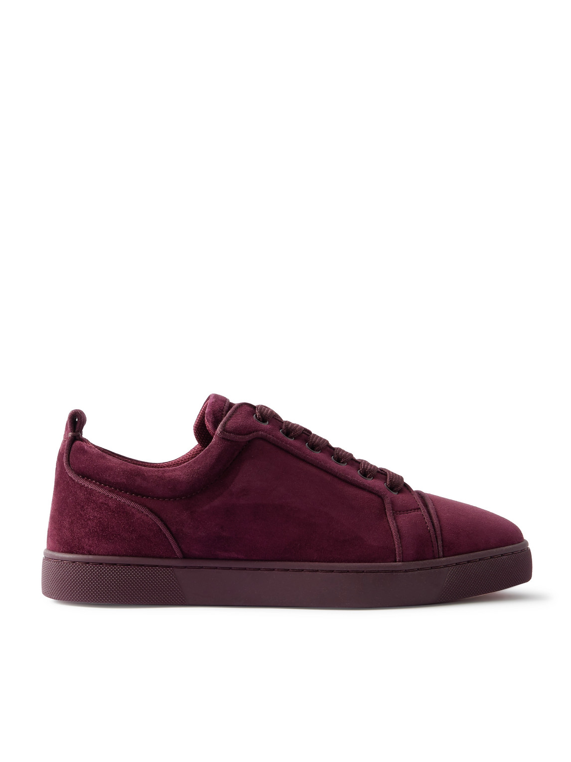 Christian Louboutin Louis Junior Grosgrain-trimmed Suede Sneakers In Burgundy