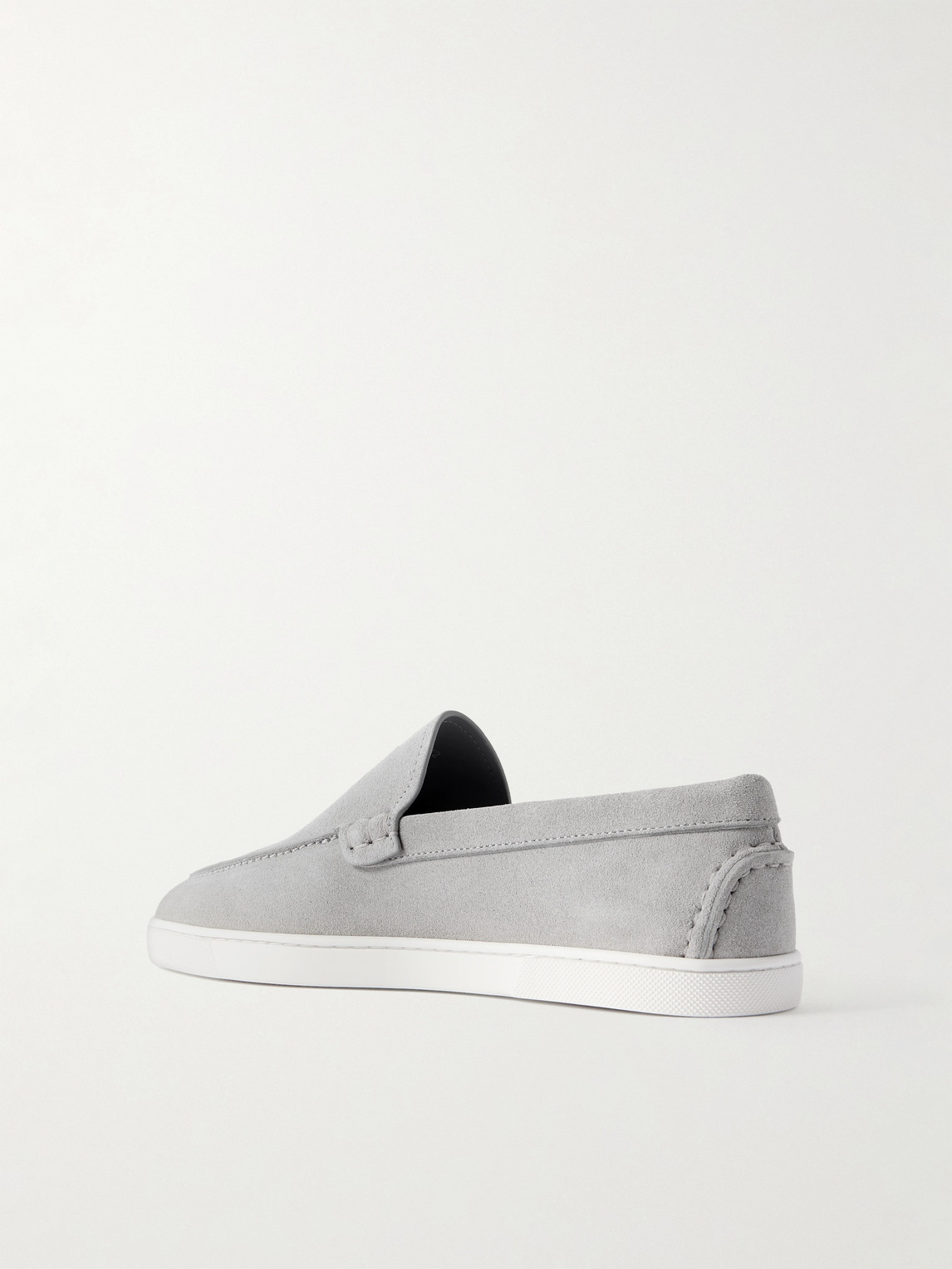 Christian Louboutin Moonboat Suede Loafers In Gray