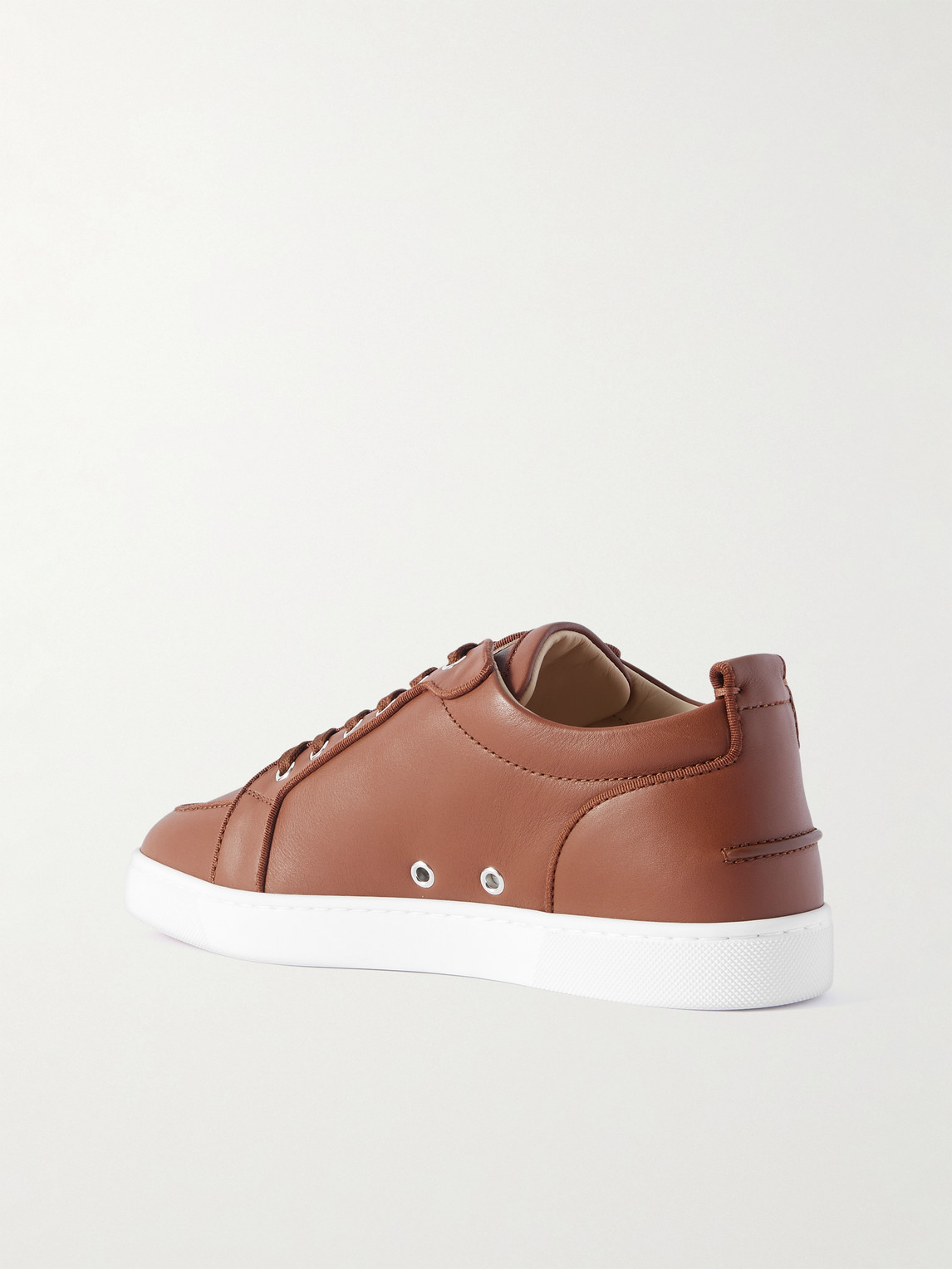 Christian Louboutin Rantulow Orlato Grosgrain-trimmed Full-grain Leather Sneakers In Brown