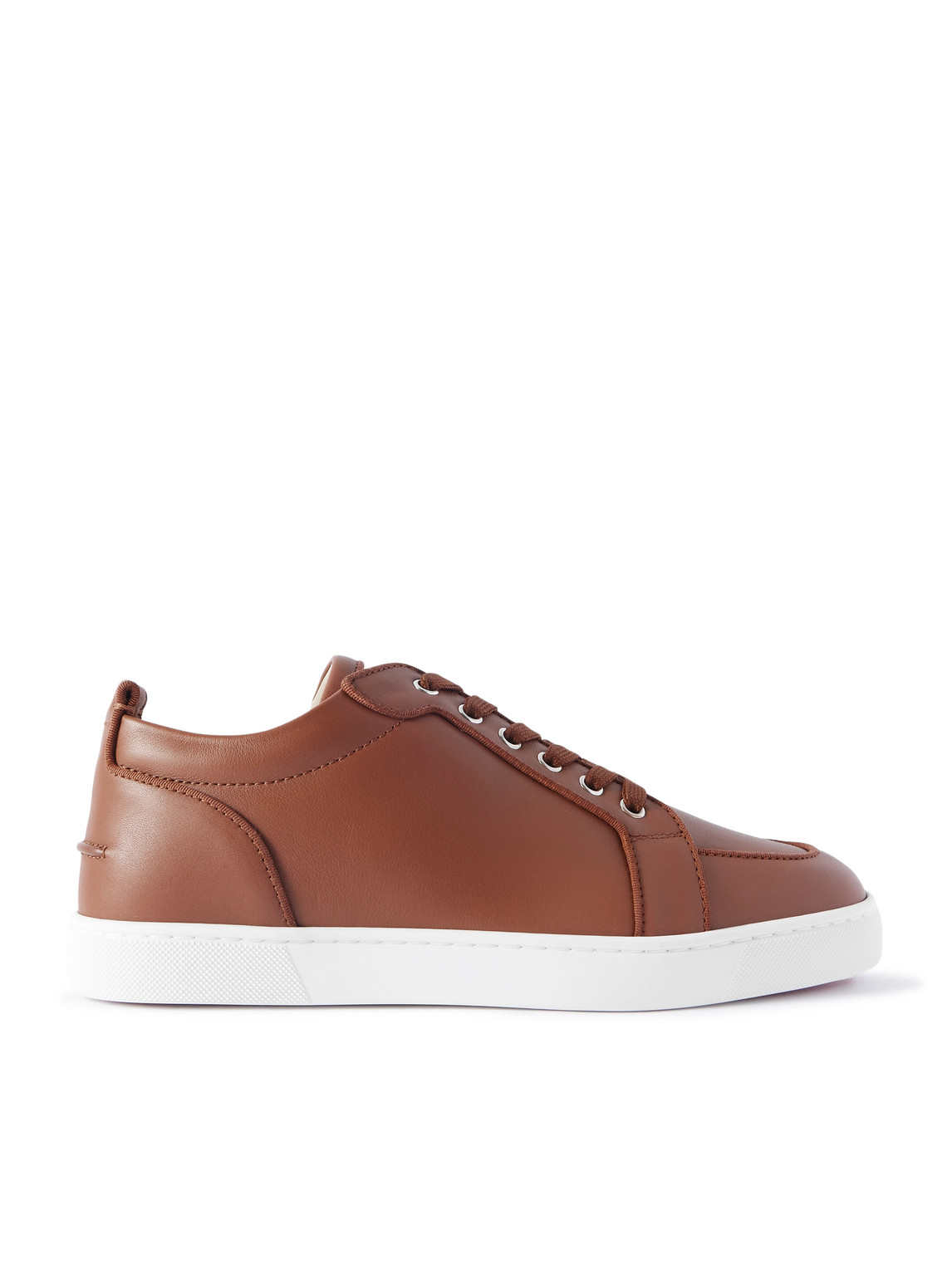 Christian Louboutin Rantulow Orlato Grosgrain-trimmed Full-grain Leather Sneakers In Brown