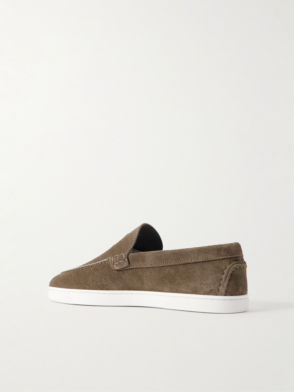 Christian Louboutin Moonboat Suede Loafers In Brown