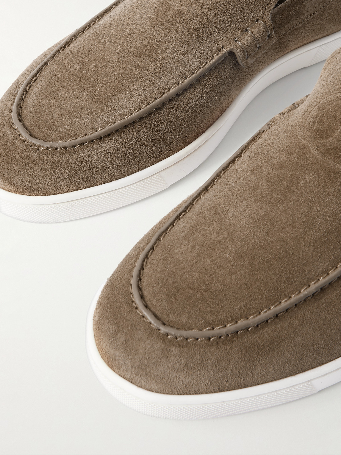 Christian Louboutin Moonboat Suede Loafers In Brown