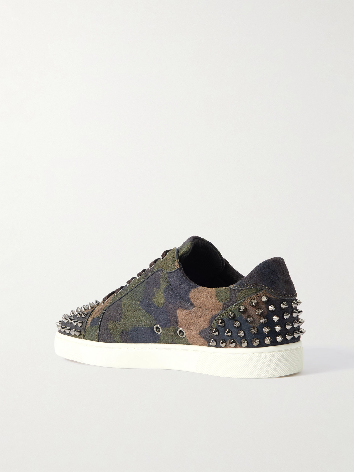 Christian Louboutin Seavaste 2 Studded Camouflage-print Canvas Sneakers In Green