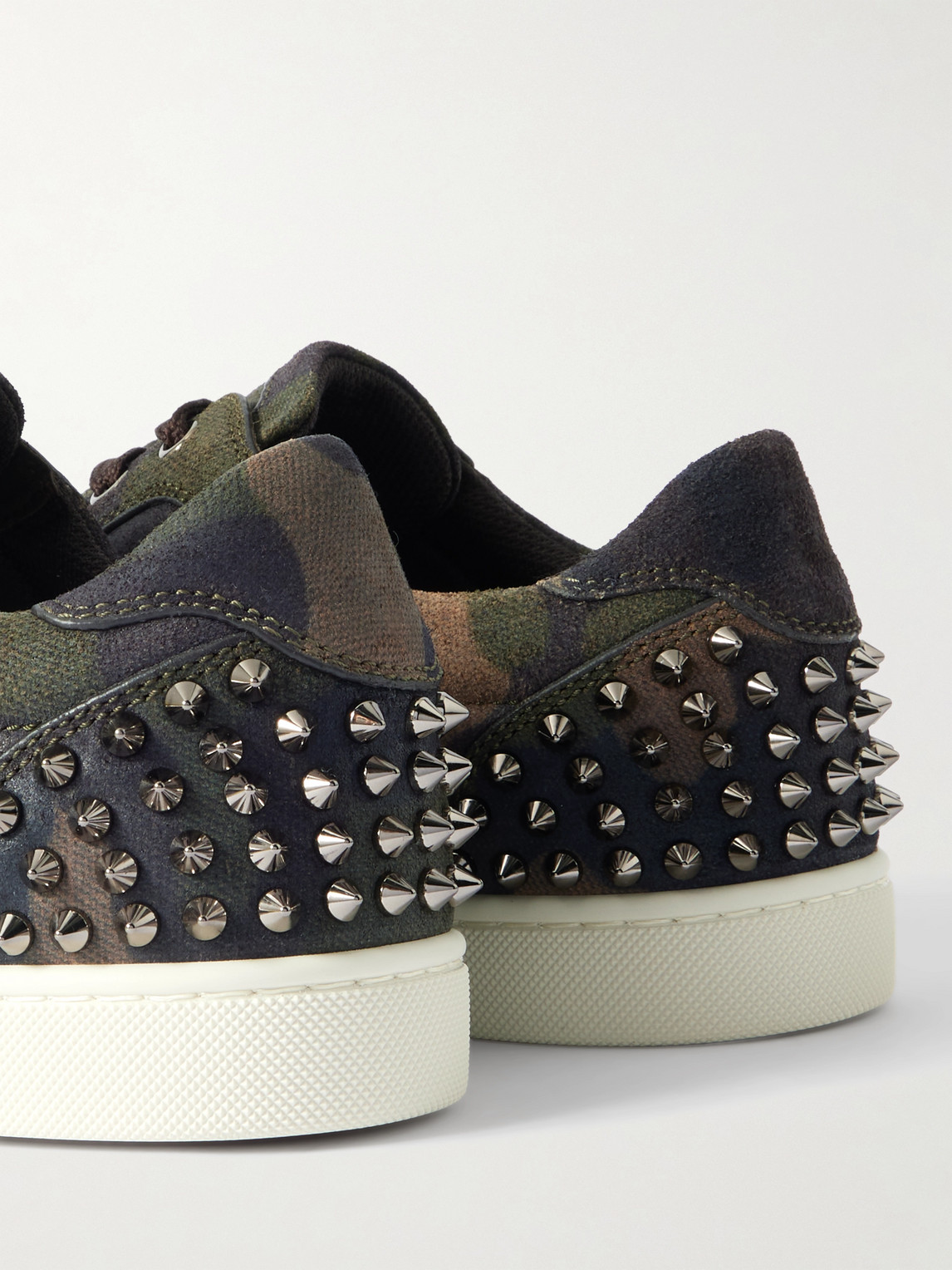 Christian Louboutin Seavaste 2 Studded Camouflage-print Canvas Sneakers In Green