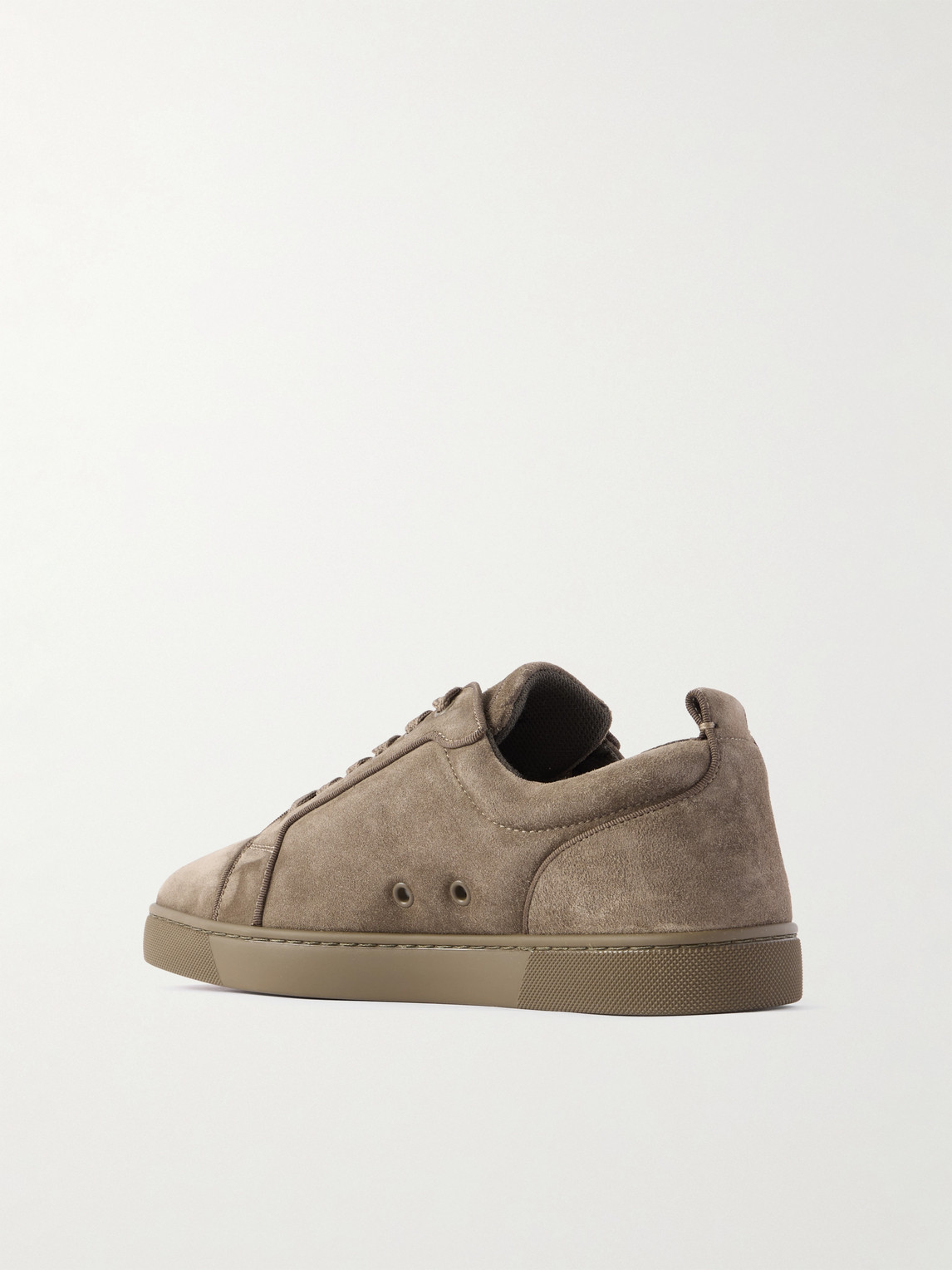Christian Louboutin Louis Junior Grosgrain-trimmed Suede Sneakers In Gray