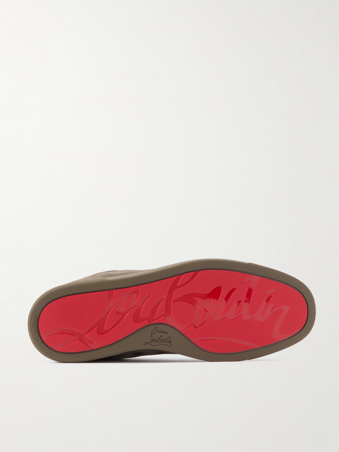 Christian Louboutin Louis Junior Grosgrain-trimmed Suede Sneakers In Gray