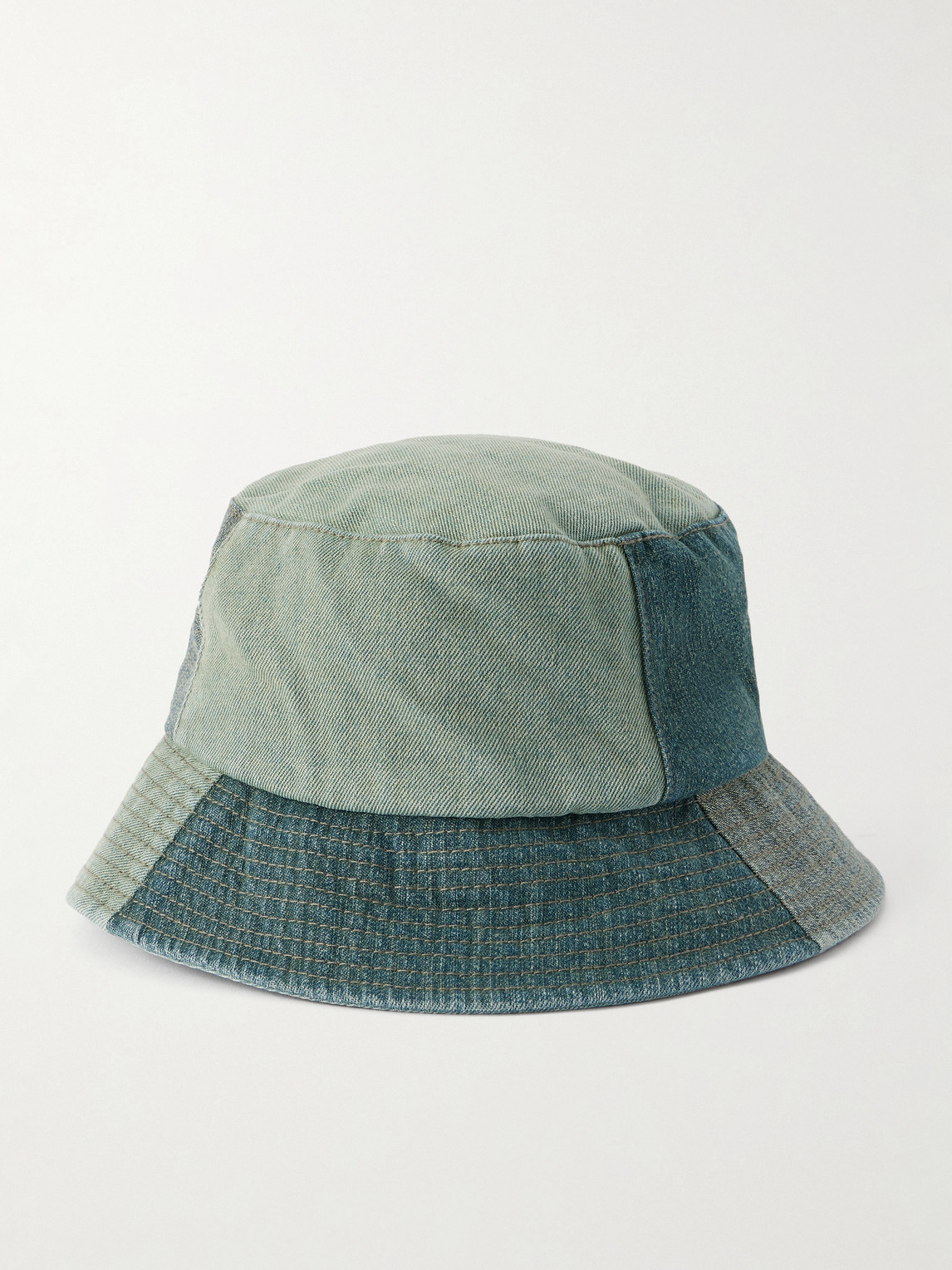  Manaaki - Patchwork Denim Bucket Hat - Men - Green 