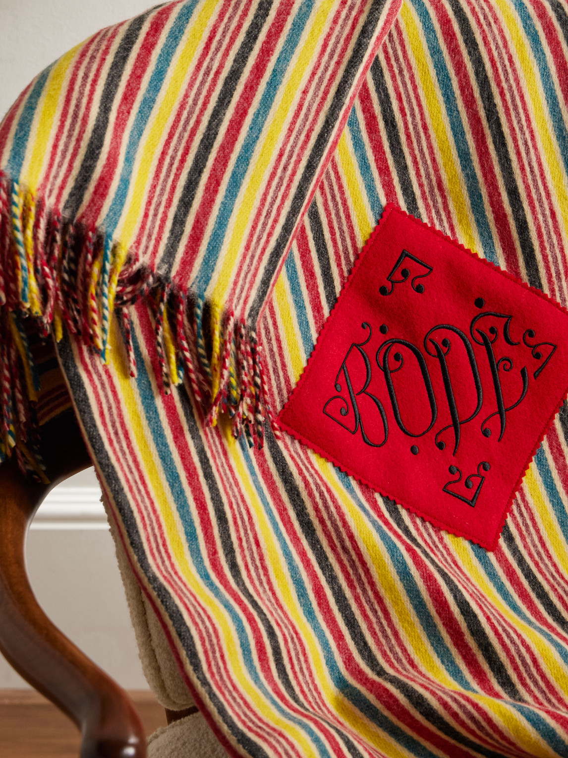  Bode - Lawrence Logo-appliquéd Striped Wool Blanket - Men - Multi 