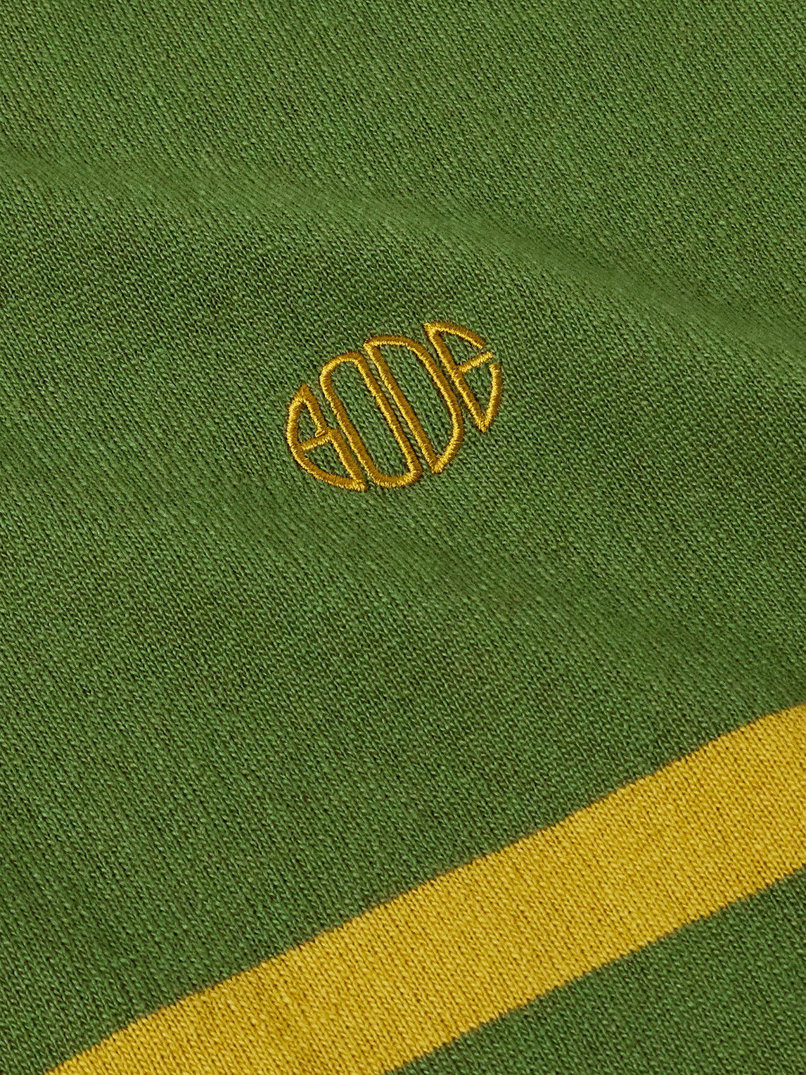 Bode Regis Logo-embroidered Striped Wool Polo Sweater In Green