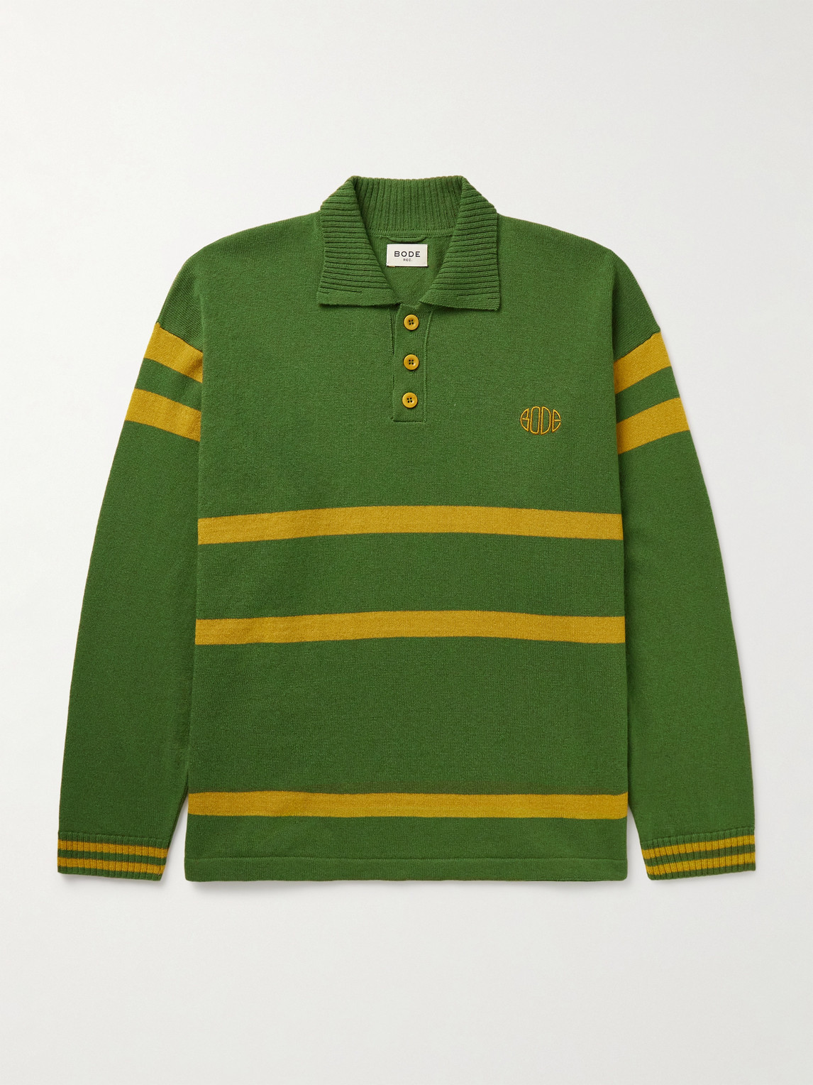 BODE Regis Logo-Embroidered triped Wool Polo weater - Men