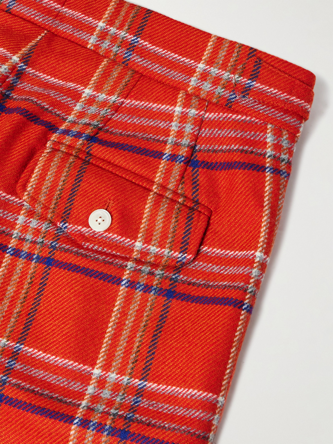Bode Gable Straight-leg Pleated Checked Wool Shorts In Red