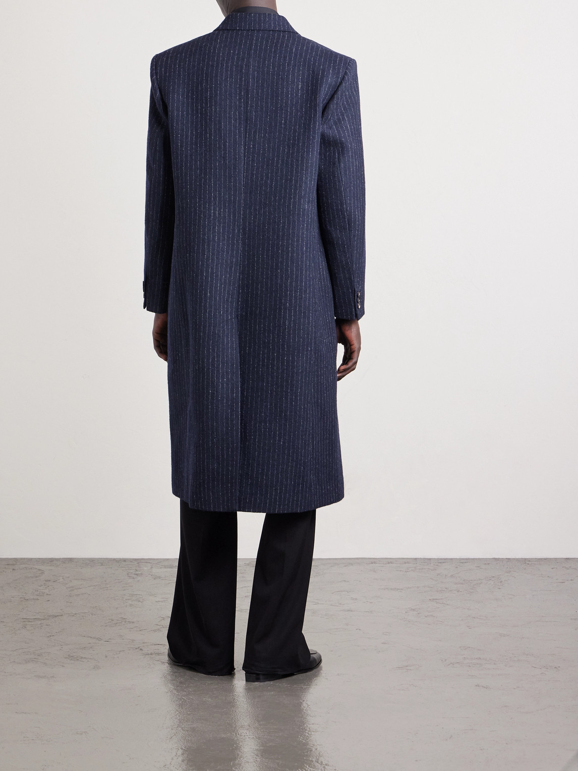 Bode Waldorf Double-breasted Pinstriped Virgin Wool Coat In Blue