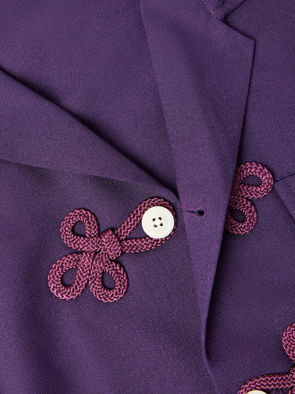 Bode Astor Trillium Camp-collar Embroidered Wool Shirt In Purple