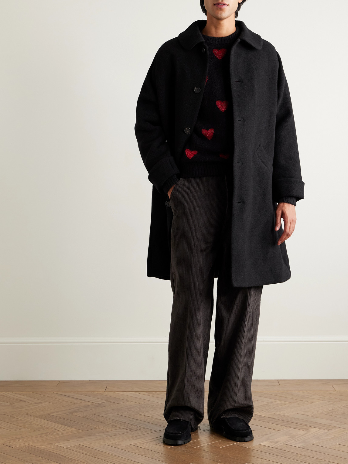 Bode Bell Wool Coat In Black