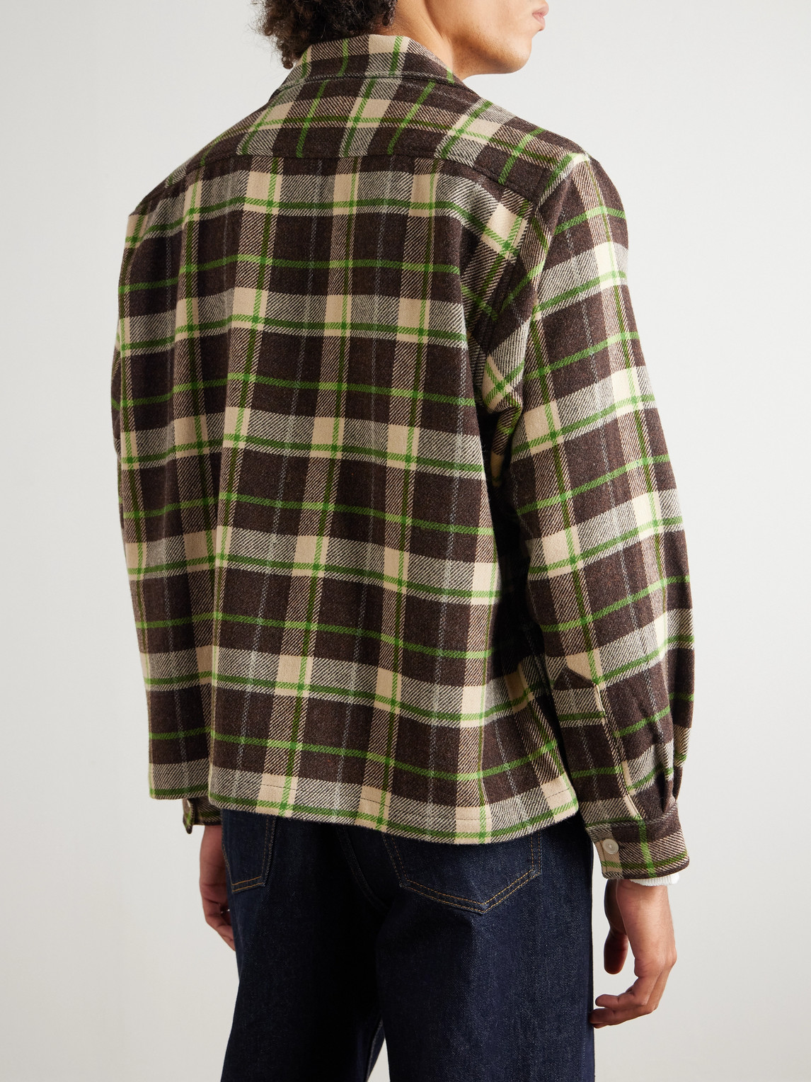 Bode Woodcrest Camp-collar Checked Wool-flannel Overshirt In Brown