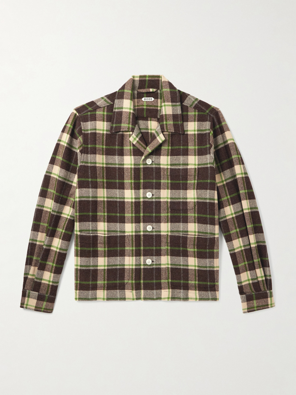 BODE Woodcrest Camp-Collar Checked Wool-Flannel Overshirt - Men