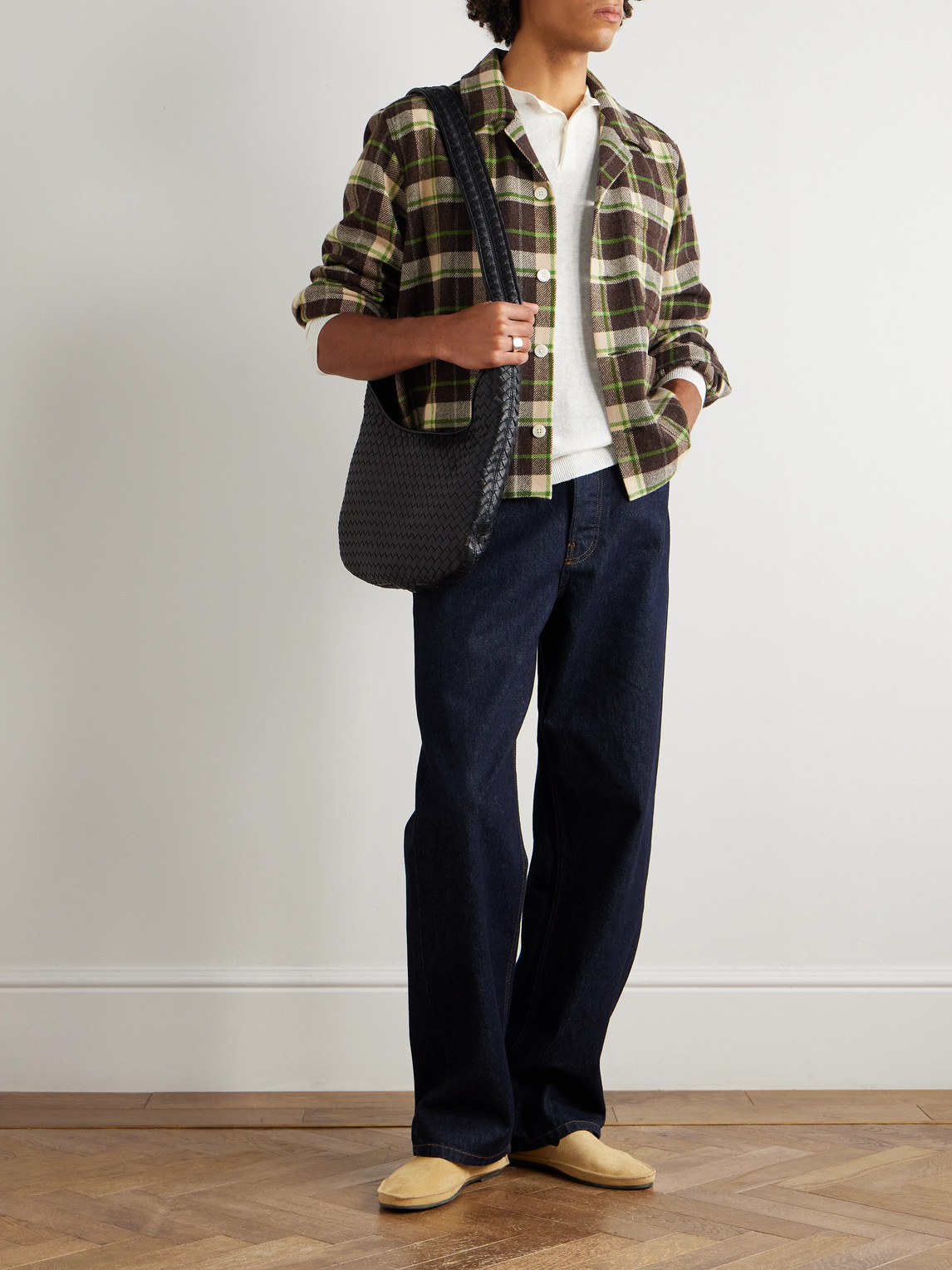 Bode Woodcrest Camp-collar Checked Wool-flannel Overshirt In Brown