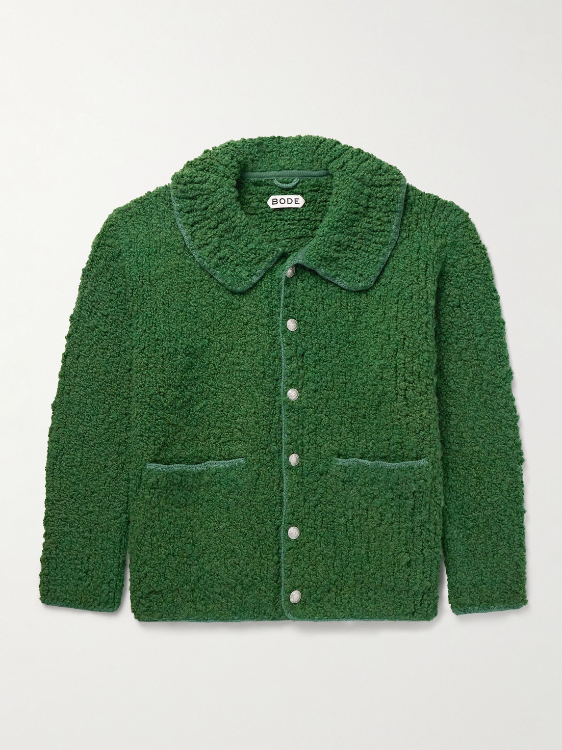 Bode Moppet Wool-bouclé Cardigan In Green