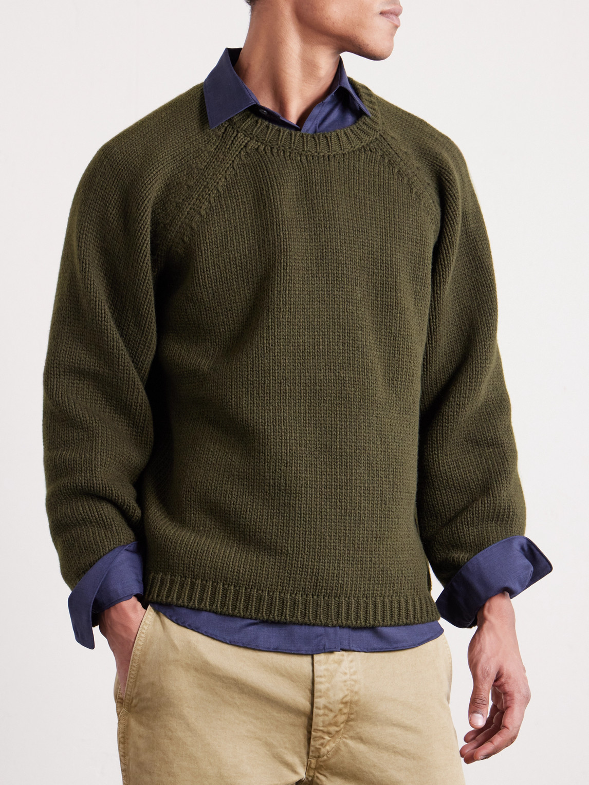  Bode - Ribbed-knit Cashmere Sweater - Men - Green - Xs 