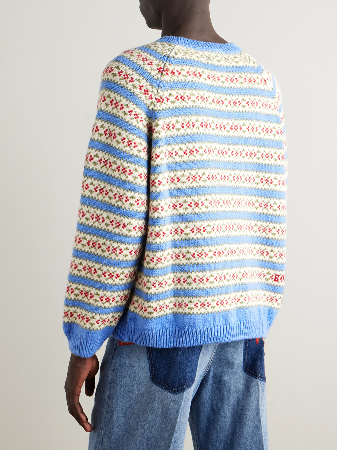 Bode Wedgewood Intarsia-knit Wool Sweater In Blue