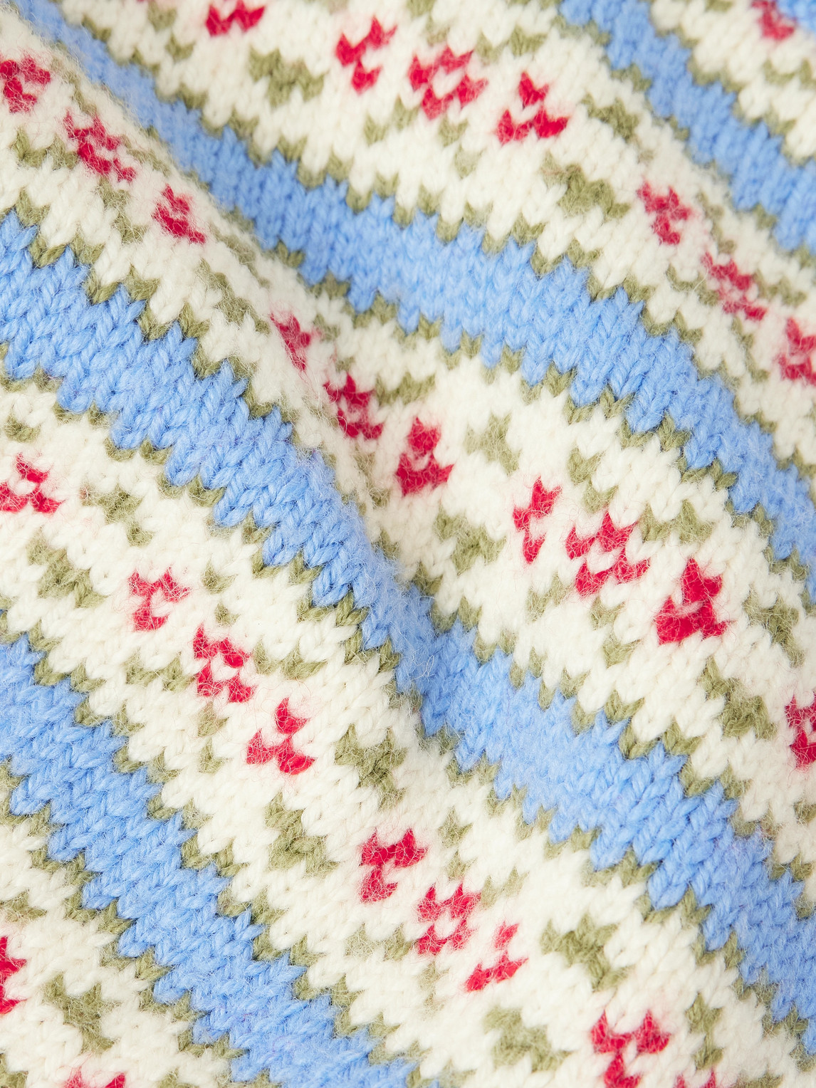 Bode Wedgewood Intarsia-knit Wool Sweater In Blue