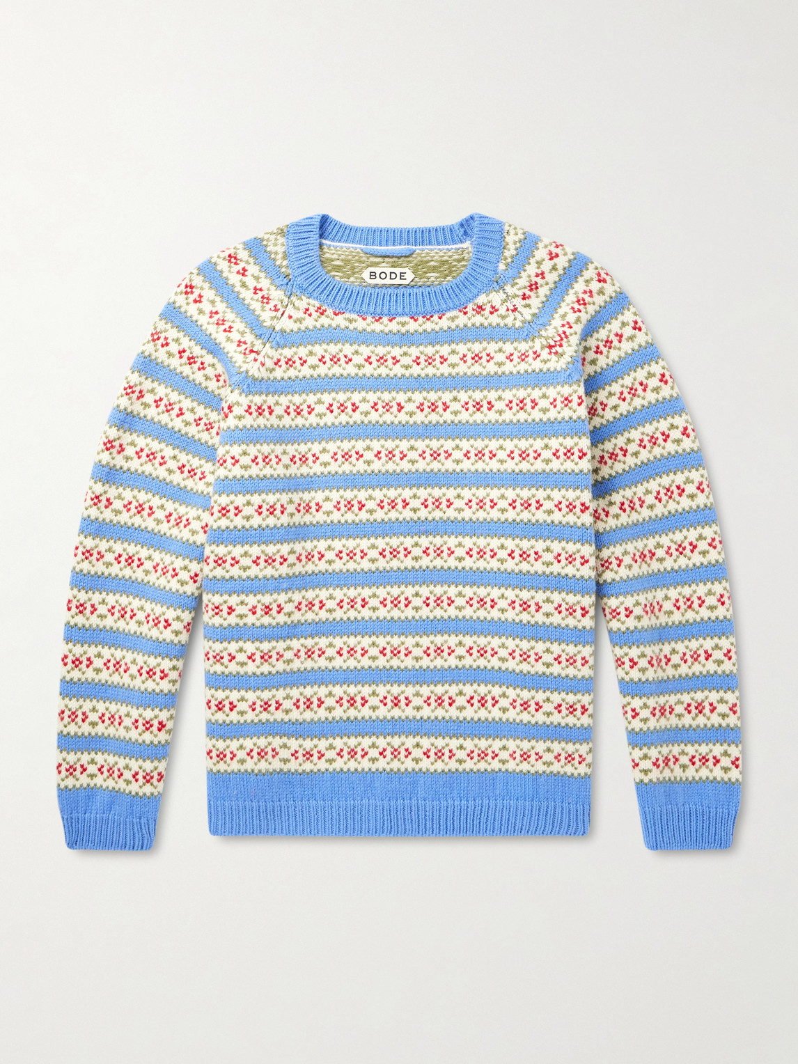 Bode Wedgewood Intarsia-knit Wool Sweater In Blue