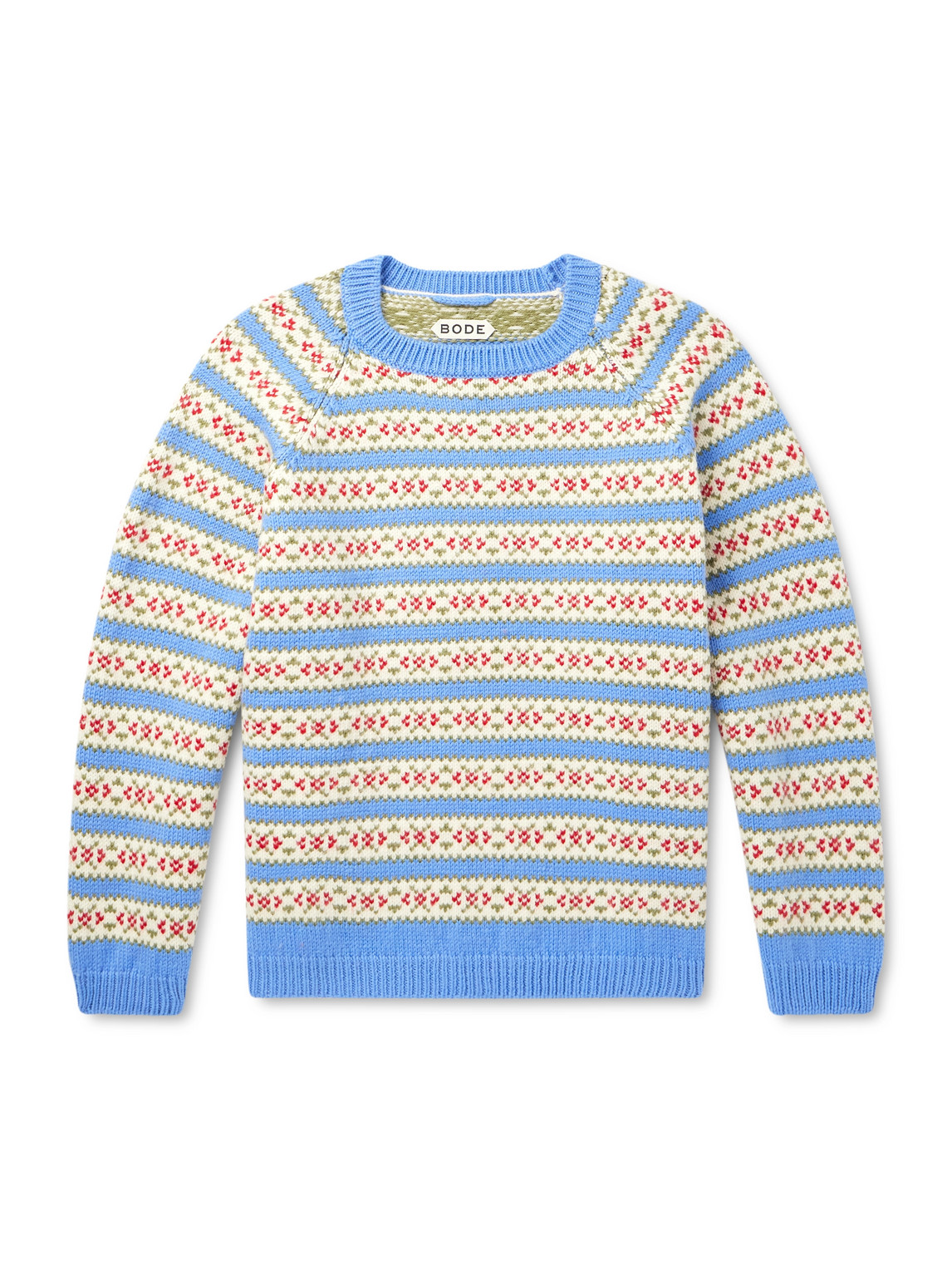 Bode Wedgewood Intarsia-knit Wool Sweater In Blue